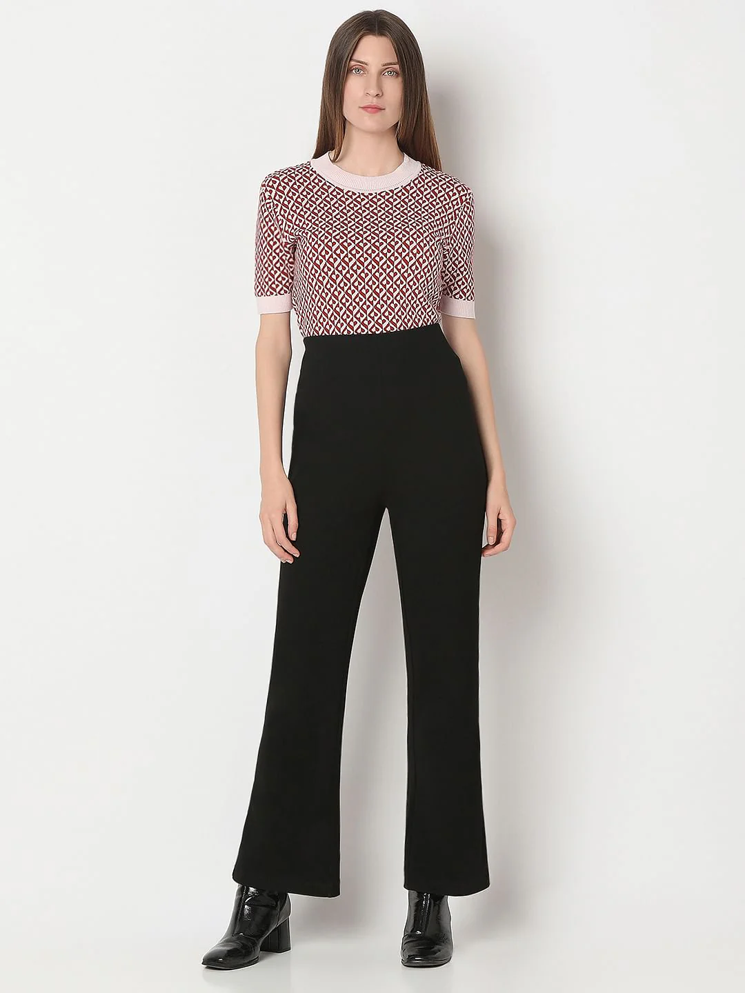 Black High Rise Flared Pants - Image 5