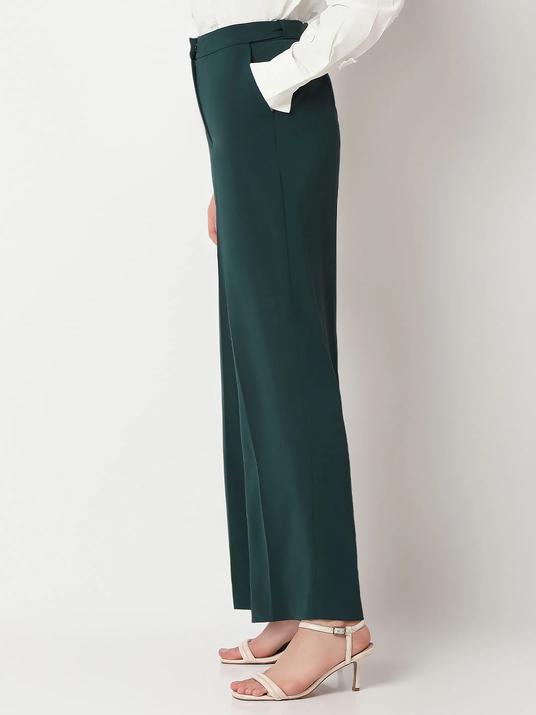Teal Green High Rise Wide Leg Pants - Image 3