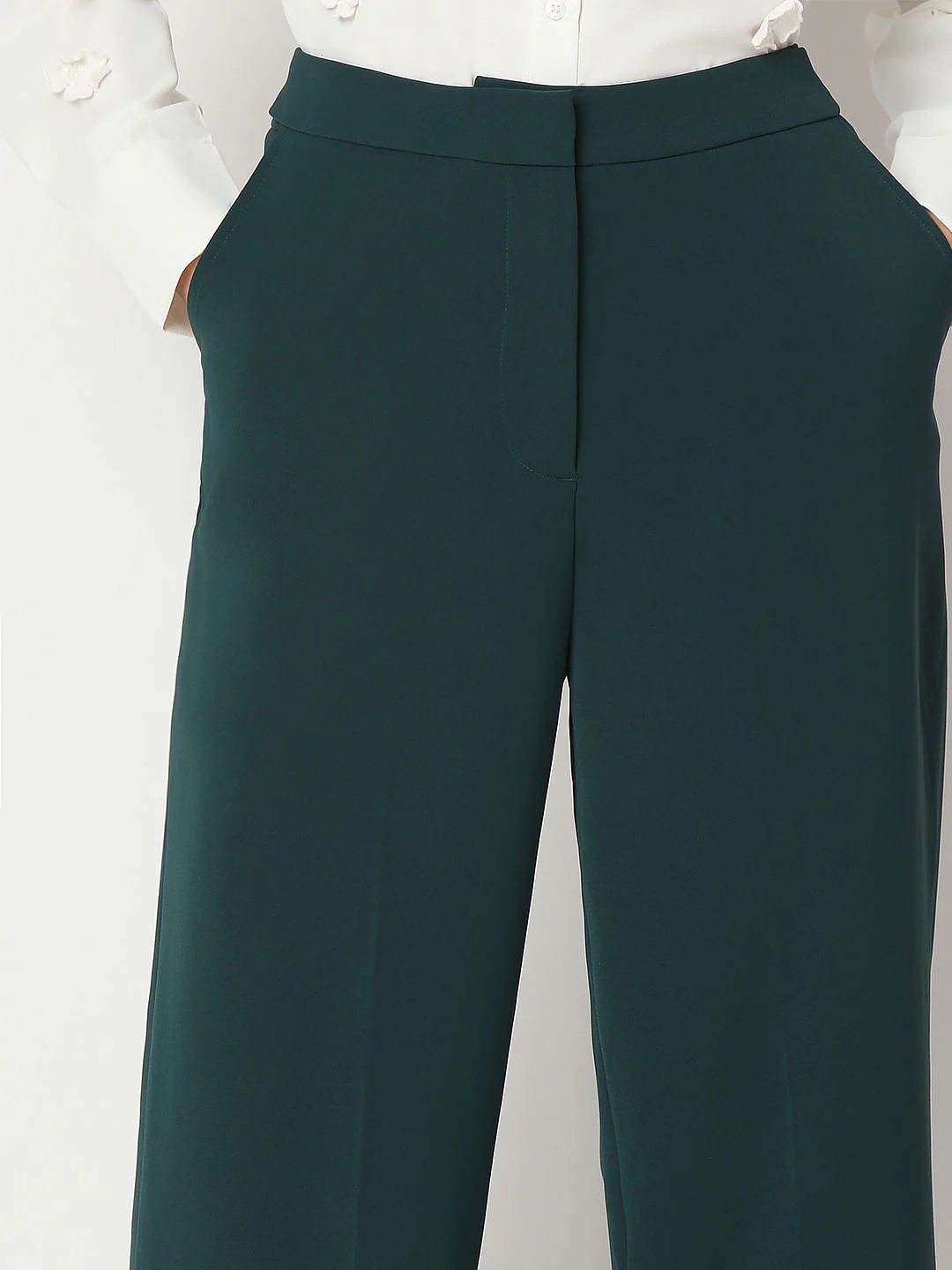 Teal Green High Rise Wide Leg Pants - Image 6