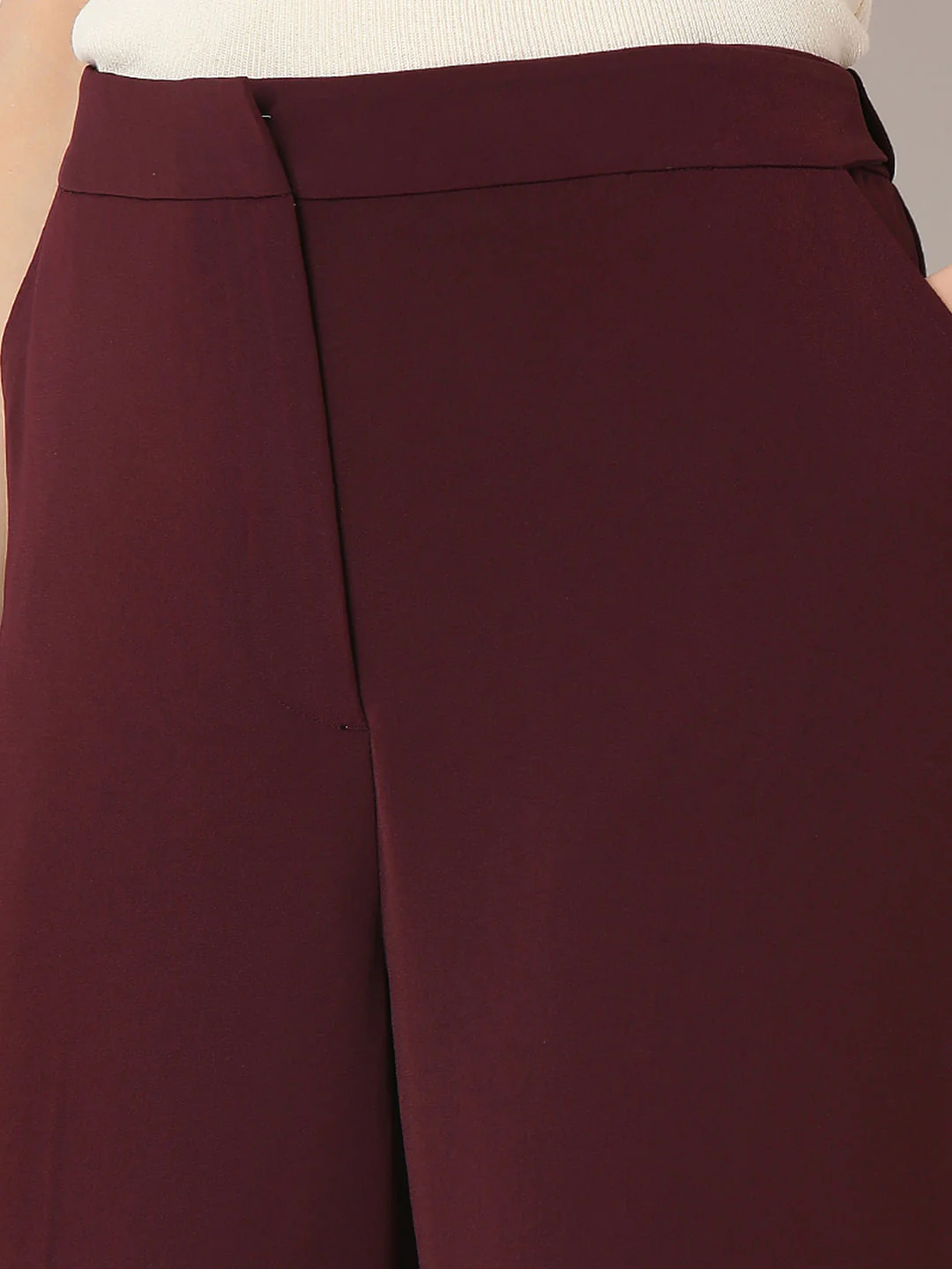 Maroon High Rise Wide Leg Pants - Image 8