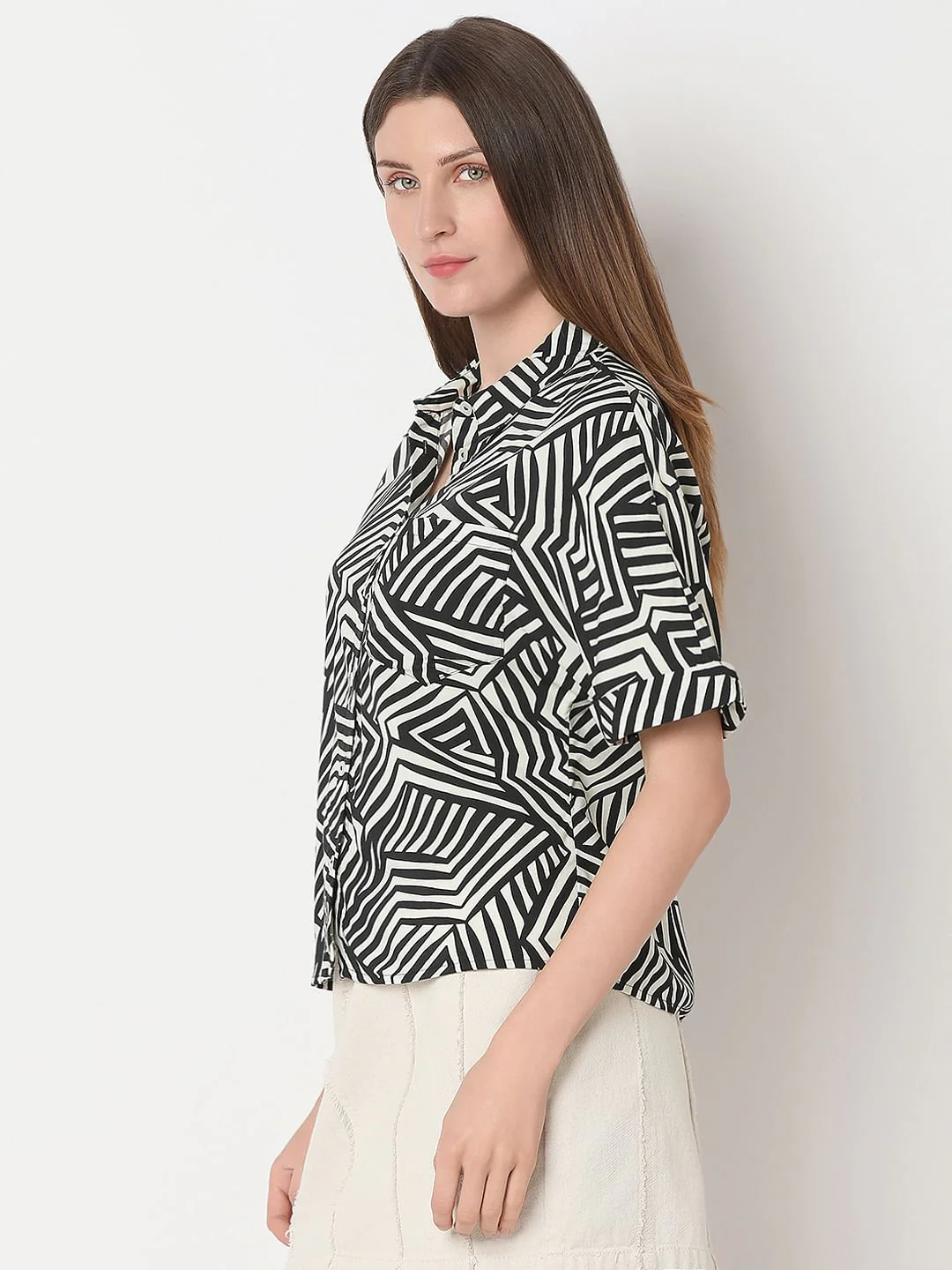 Black Printed Viscose Shirt - Image 3