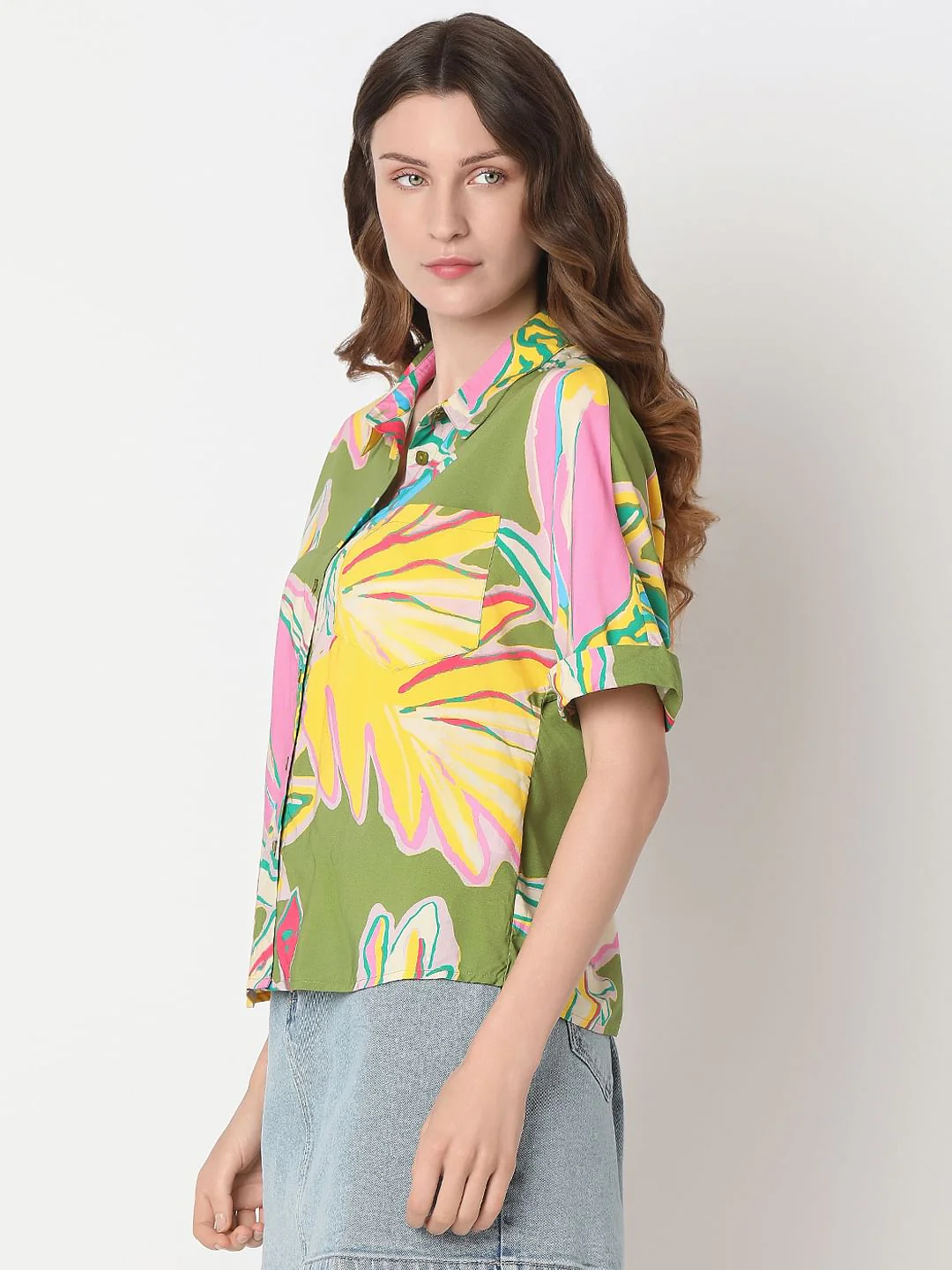 Beige Printed Viscose Shirt - Image 3
