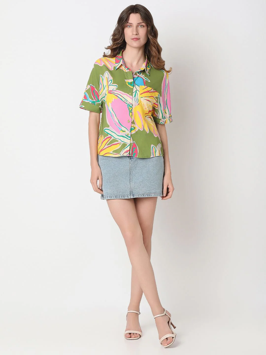Beige Printed Viscose Shirt - Image 5
