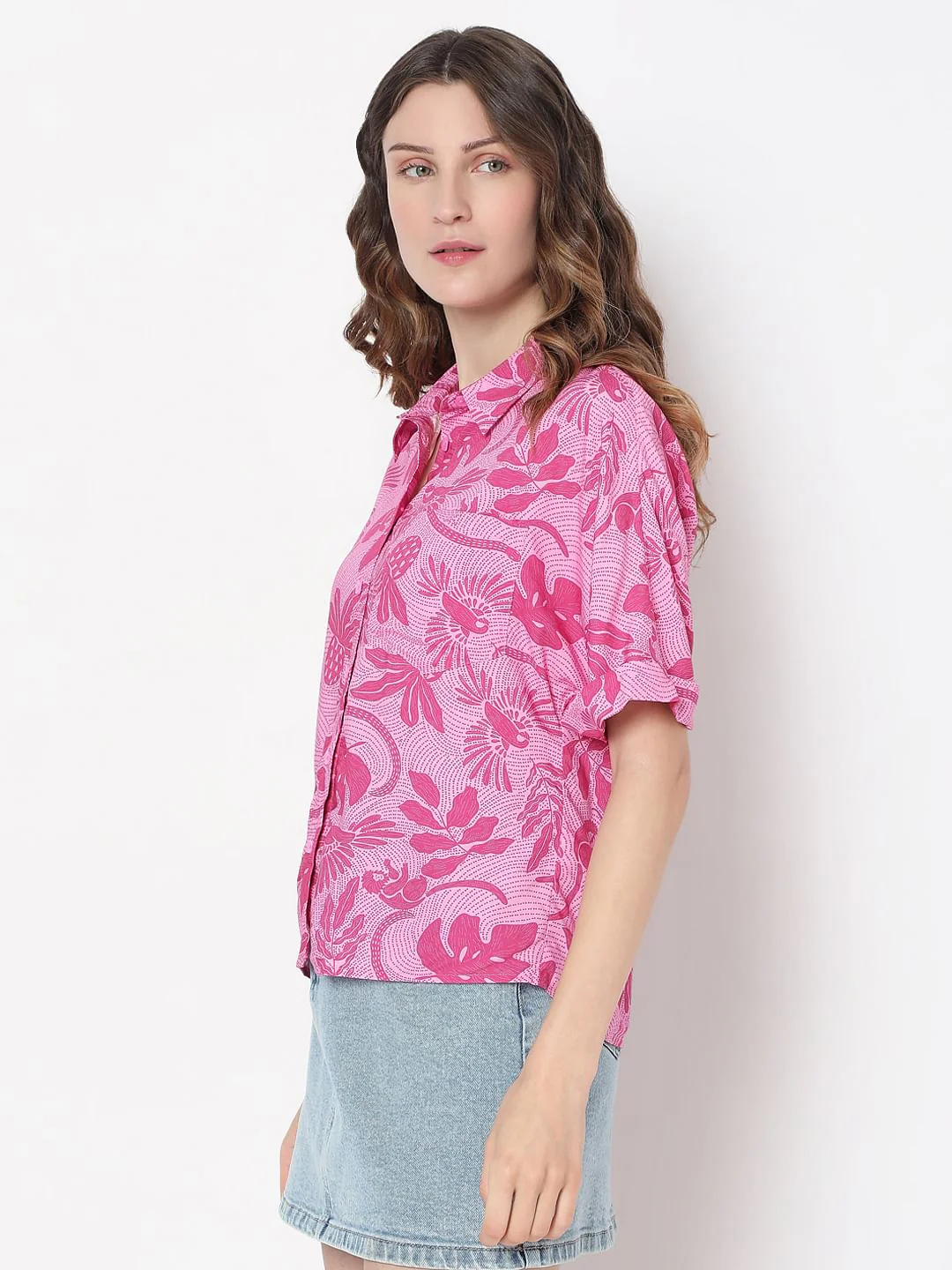 Pink Tropical Pink Viscose Shirt - Image 3
