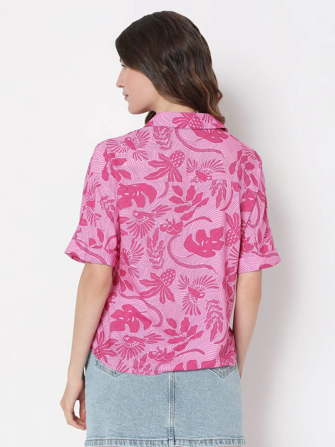 Pink Tropical Pink Viscose Shirt - Image 4