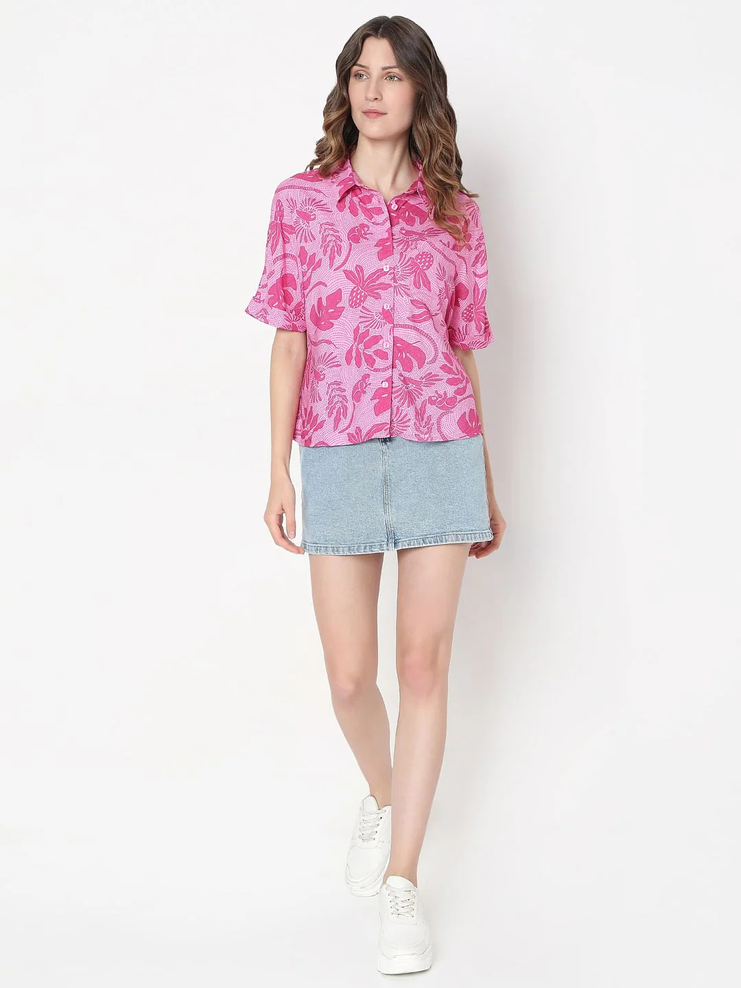Pink Tropical Pink Viscose Shirt - Image 5