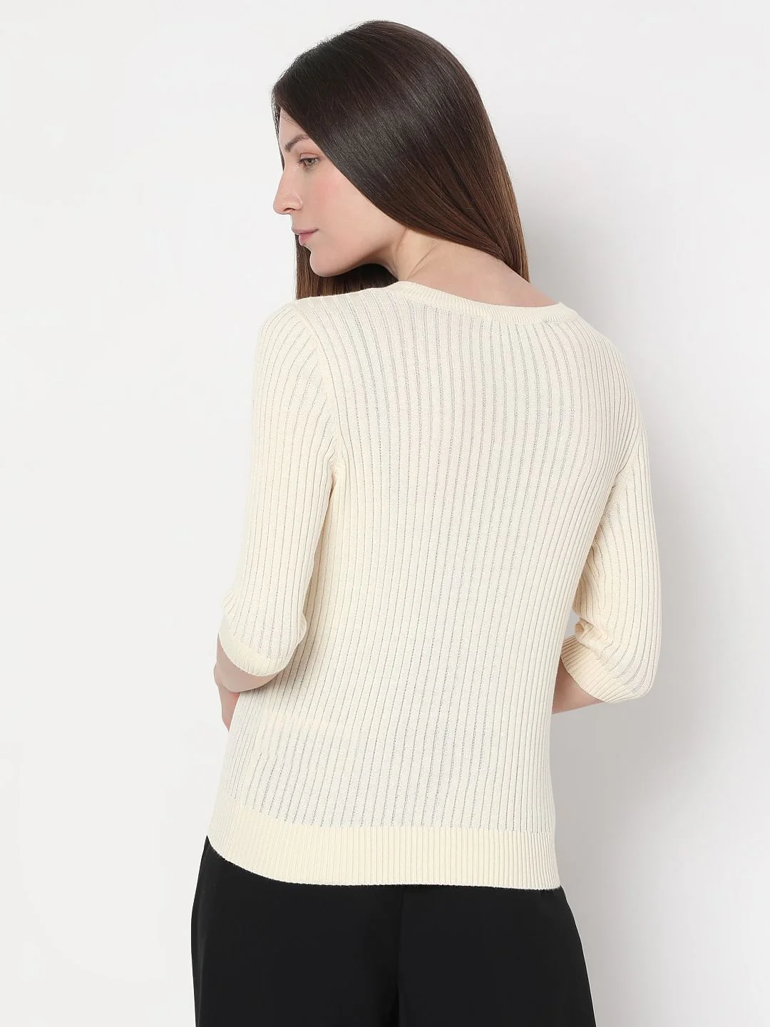 Beige Ribbed Knitted Top - Image 4