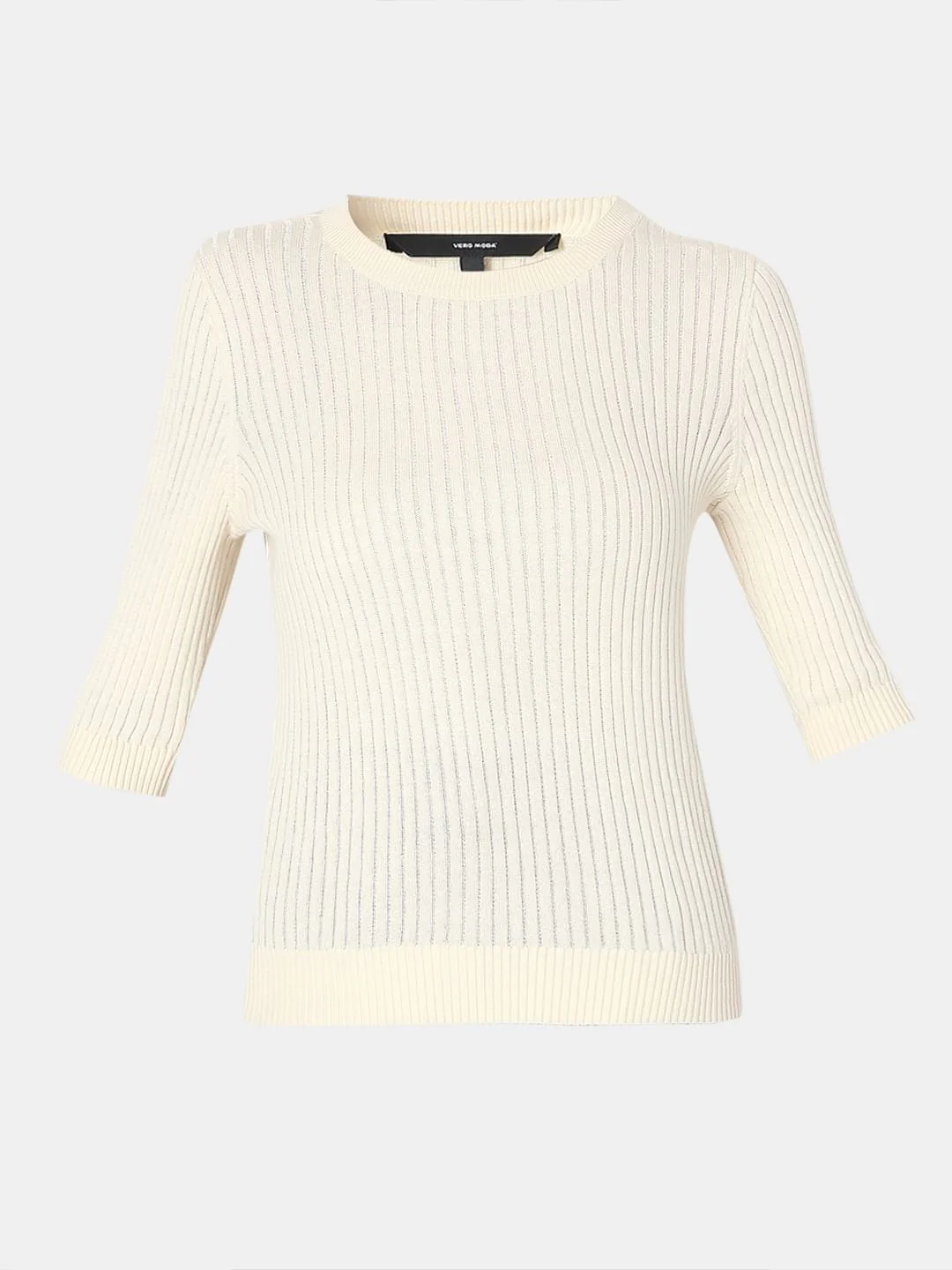Beige Ribbed Knitted Top - Image 7
