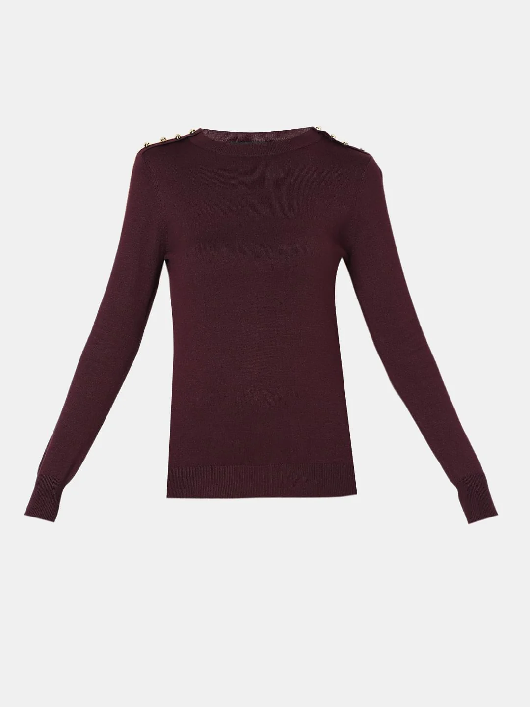Burgundy Full Sleeves Knitted Top - Image 7