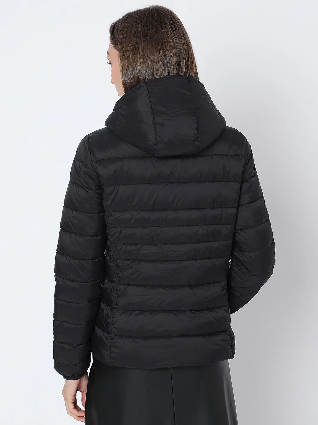 Black Short Hooded Puffer Jacket - Image 4