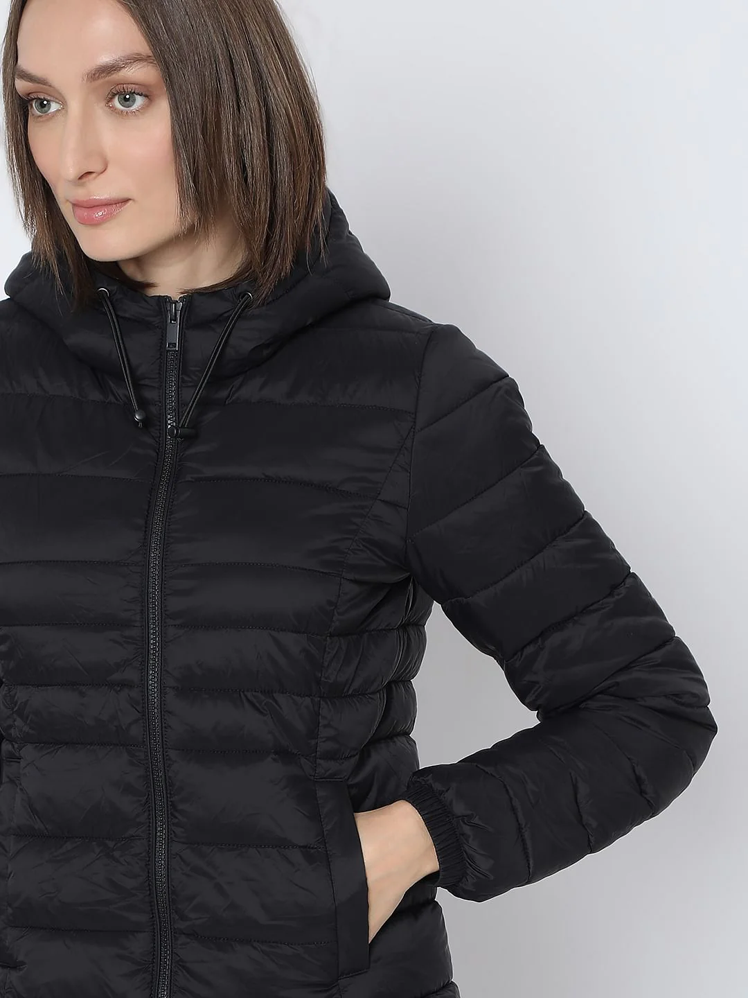 Black Short Hooded Puffer Jacket - Image 6