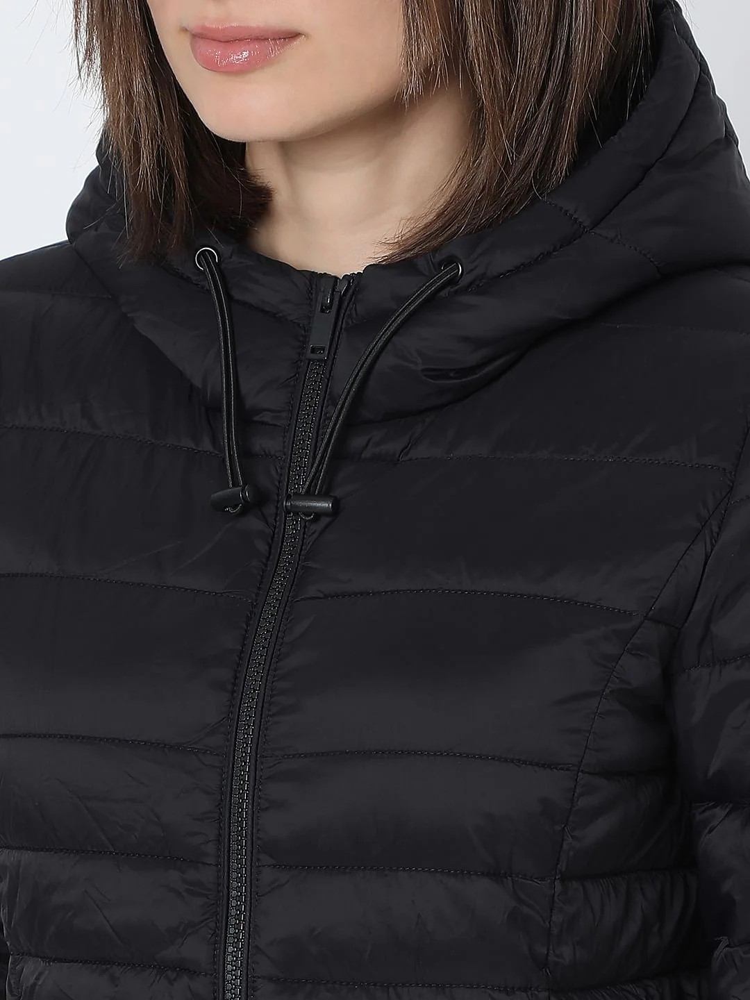 Black Short Hooded Puffer Jacket - Image 8