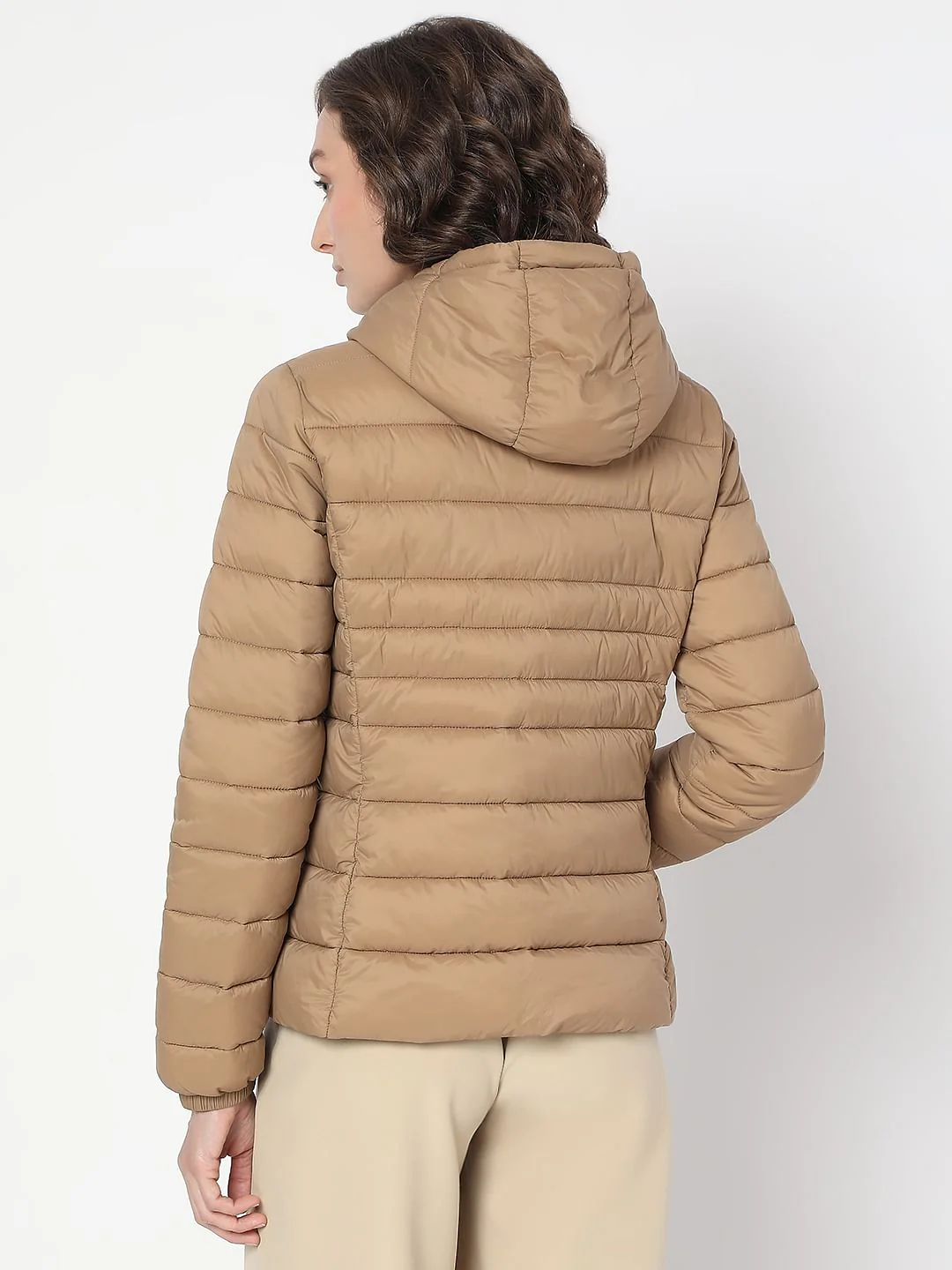 Brown Short Hooded Puffer Jacket - Image 4