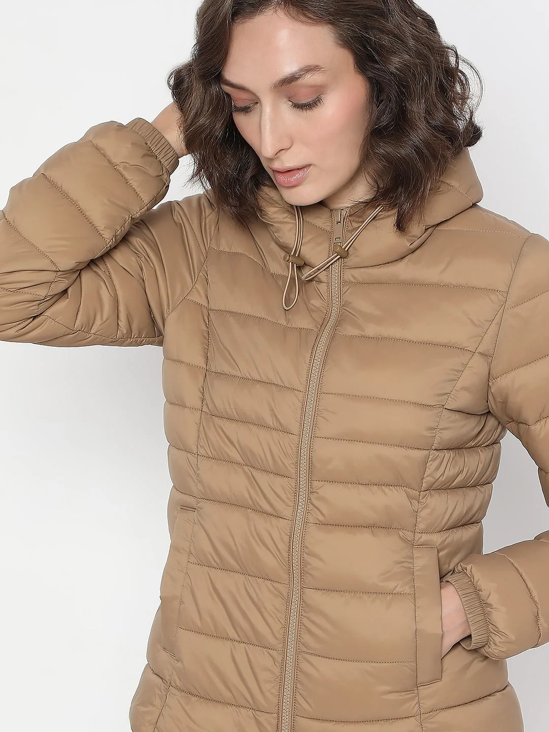 Brown Short Hooded Puffer Jacket - Image 6