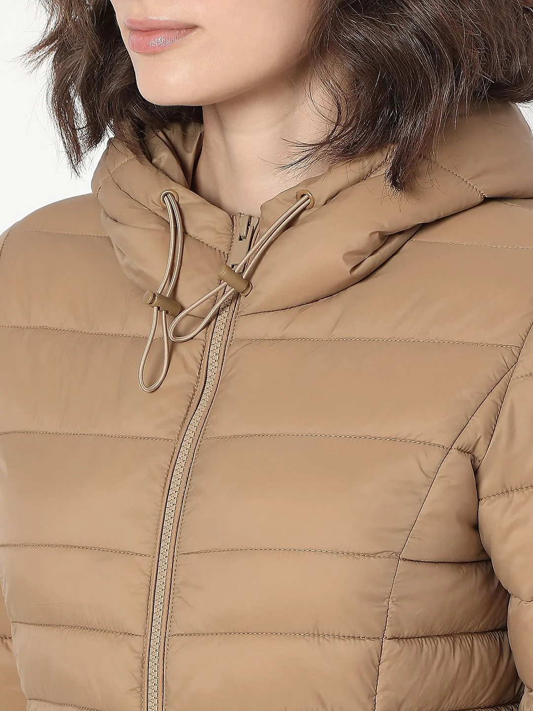Brown Short Hooded Puffer Jacket - Image 8