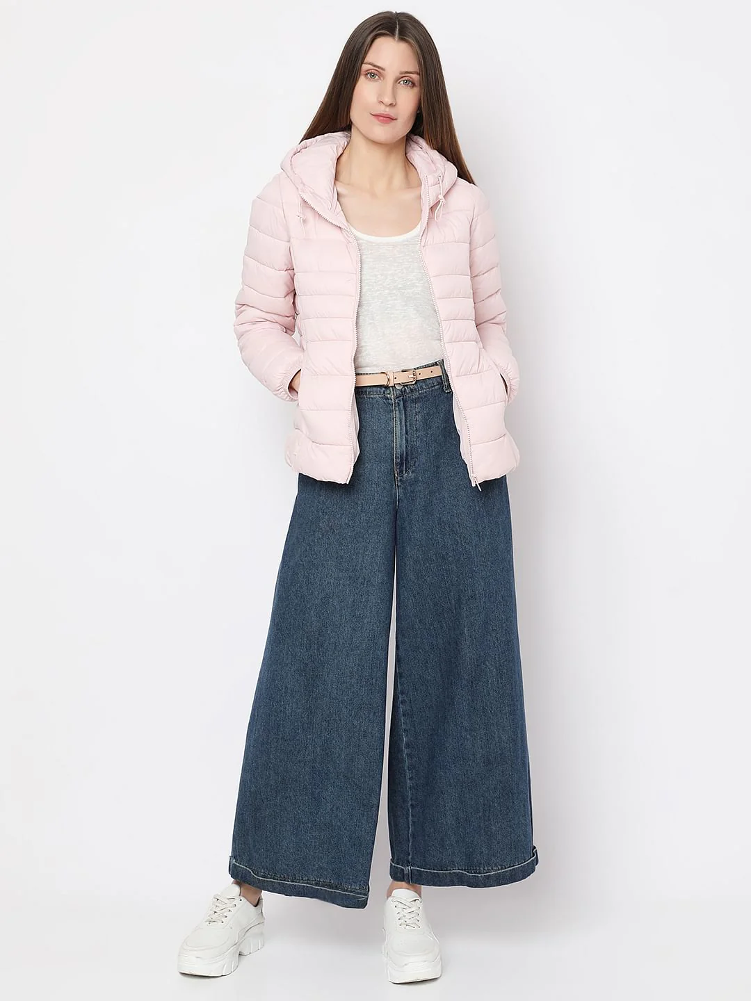 Dusty Pink Short Hooded Puffer Jacket - Image 5