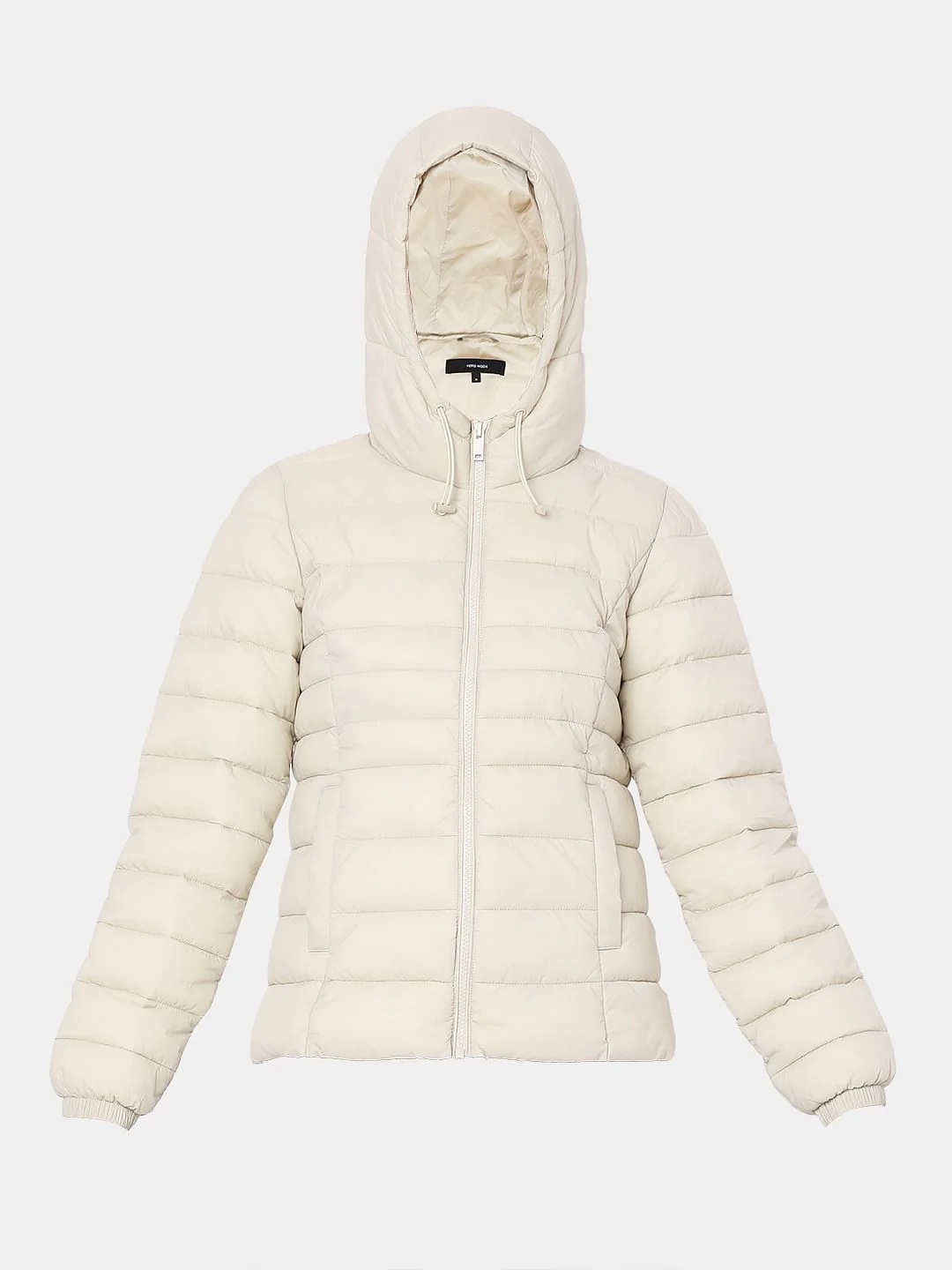 Beige Short Hooded Puffer Jacket - Image 7