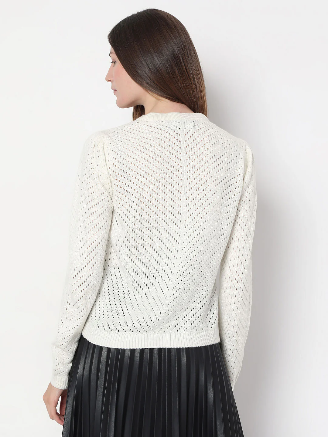 White Sequin Pointelle Cardigan - Image 4