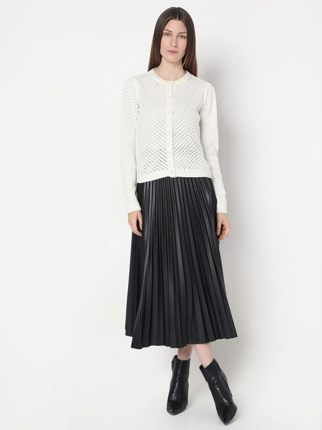 White Sequin Pointelle Cardigan - Image 5