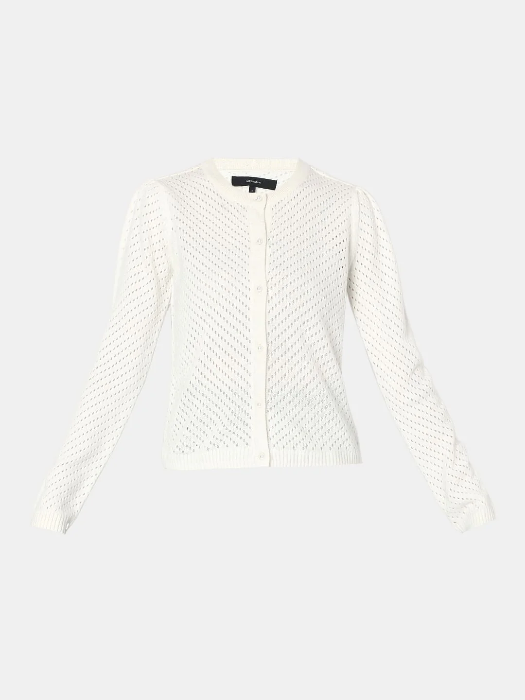 White Sequin Pointelle Cardigan - Image 7