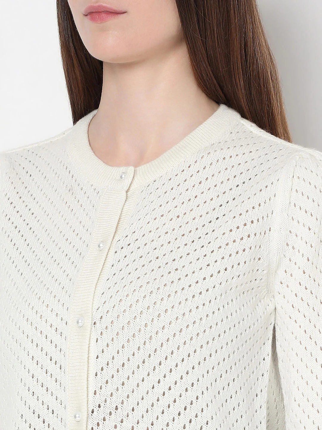 White Sequin Pointelle Cardigan - Image 8