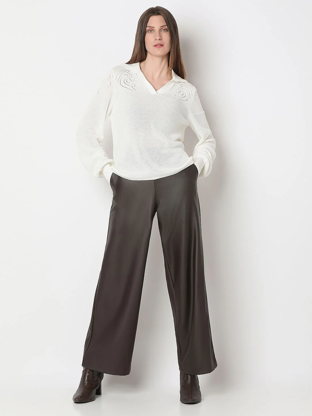 White Full Sleeves Knit Top - Image 5