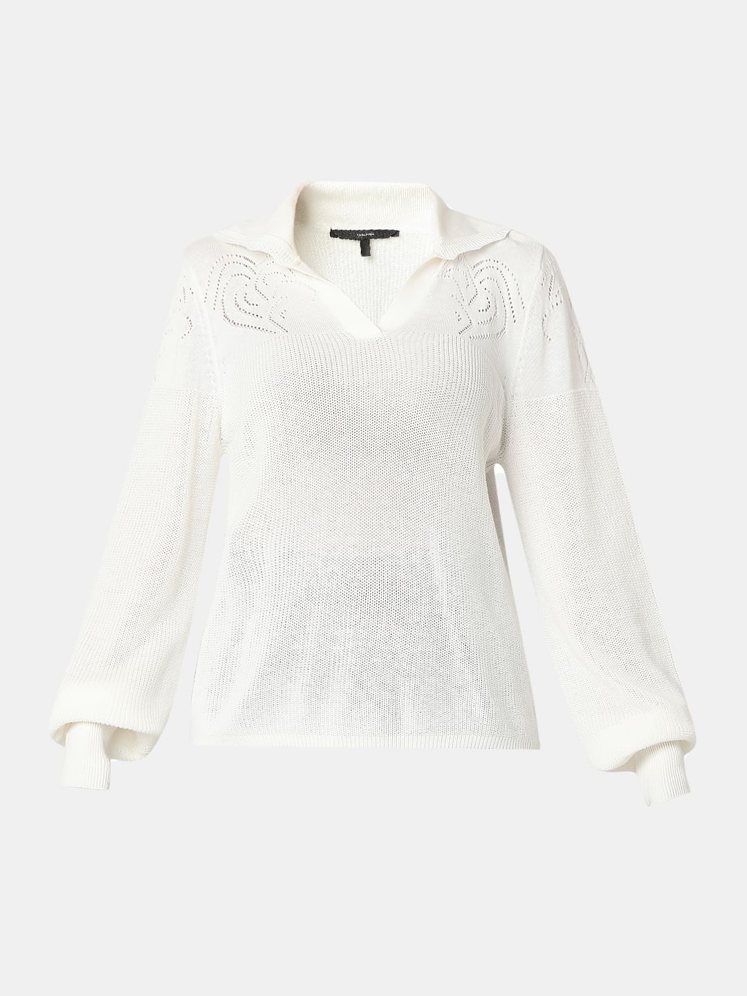 White Full Sleeves Knit Top - Image 7