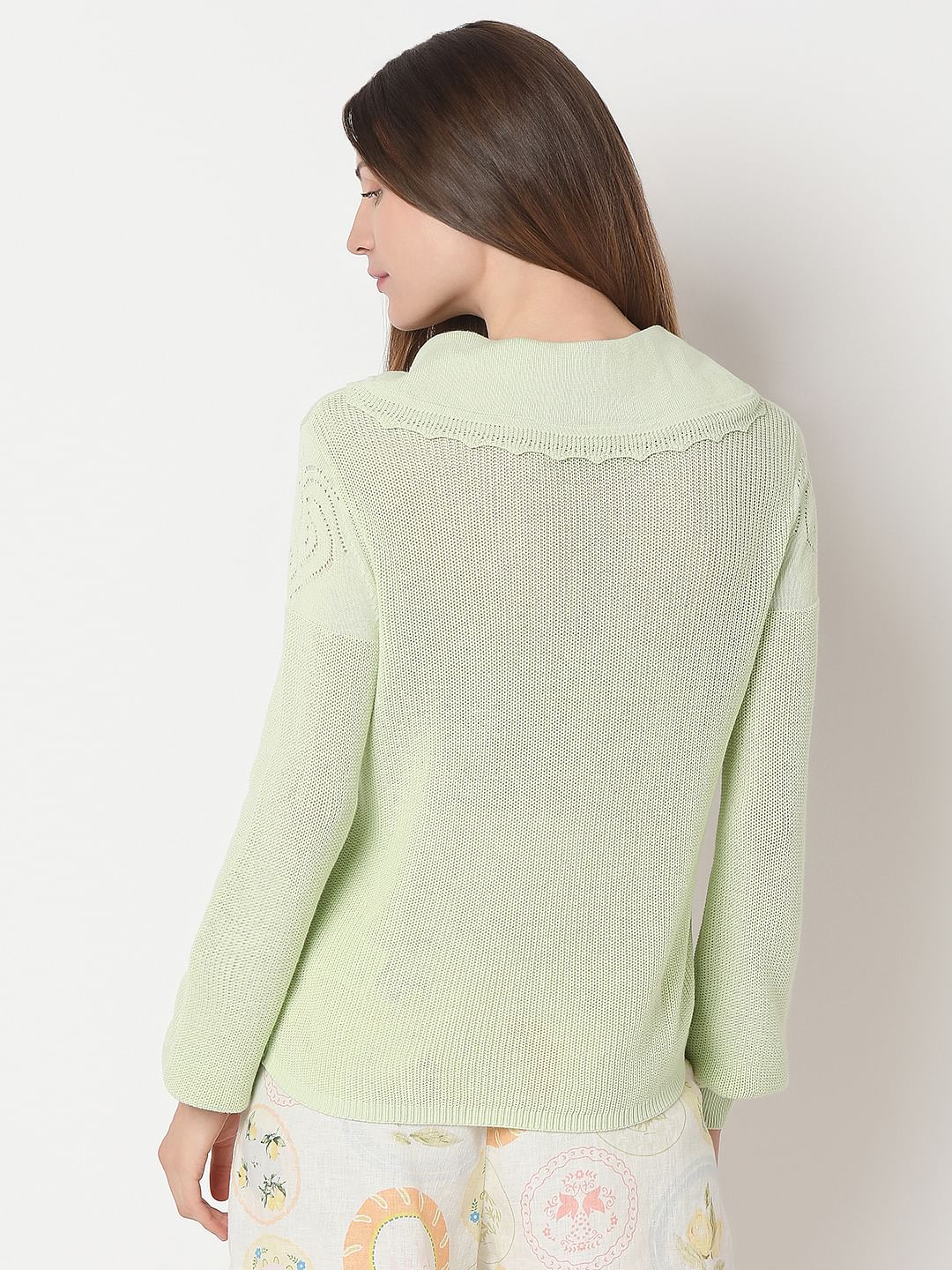 Light Green Full Sleeves Knit Top - Image 4