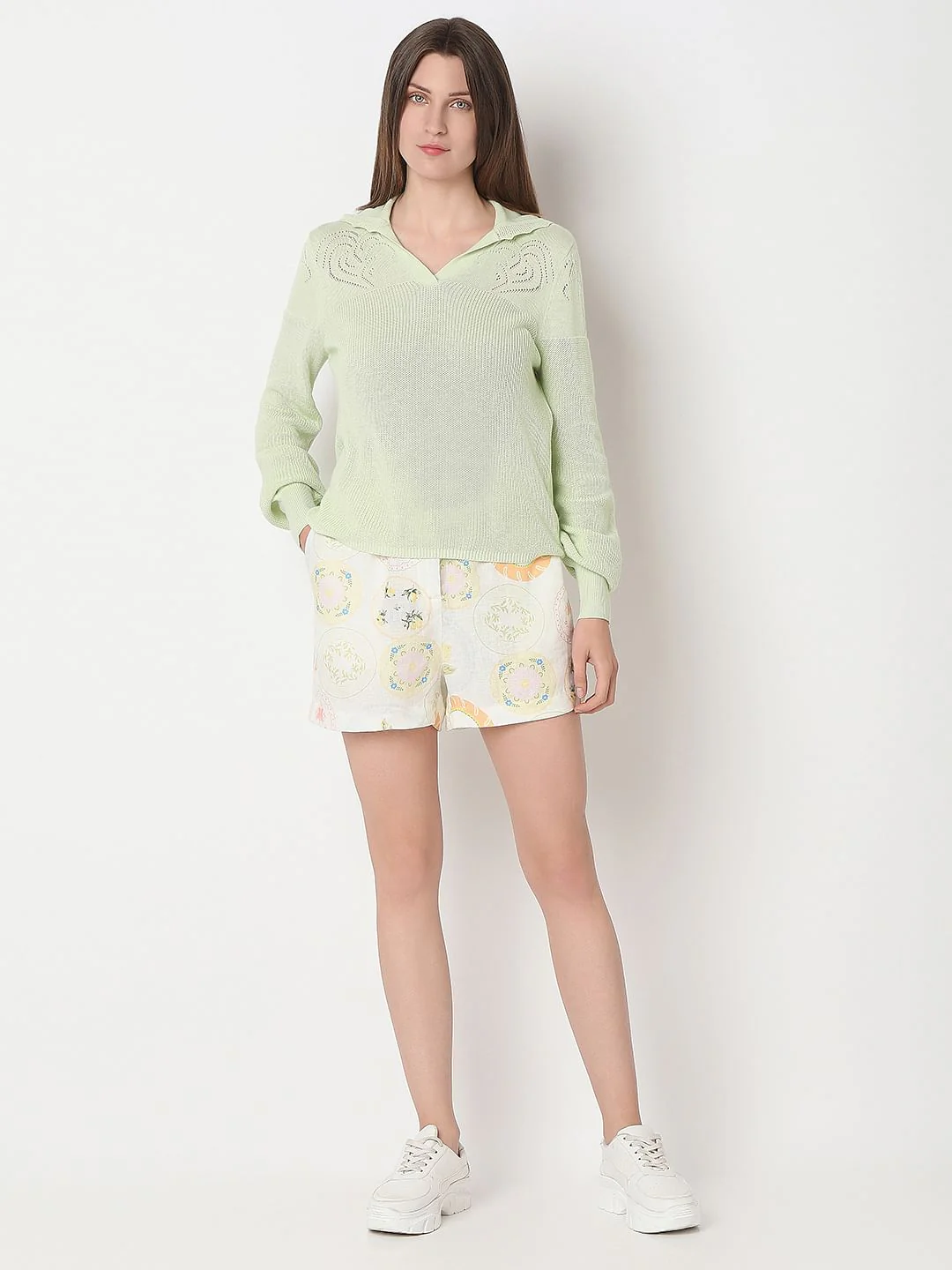 Light Green Full Sleeves Knit Top - Image 5