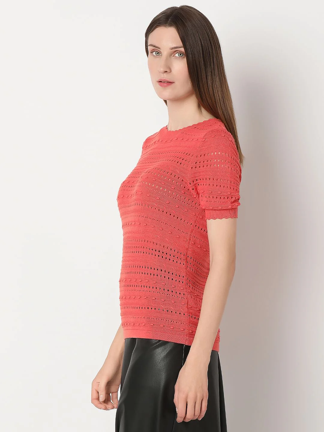 Burnt Orange Textured Knit Top - Image 3