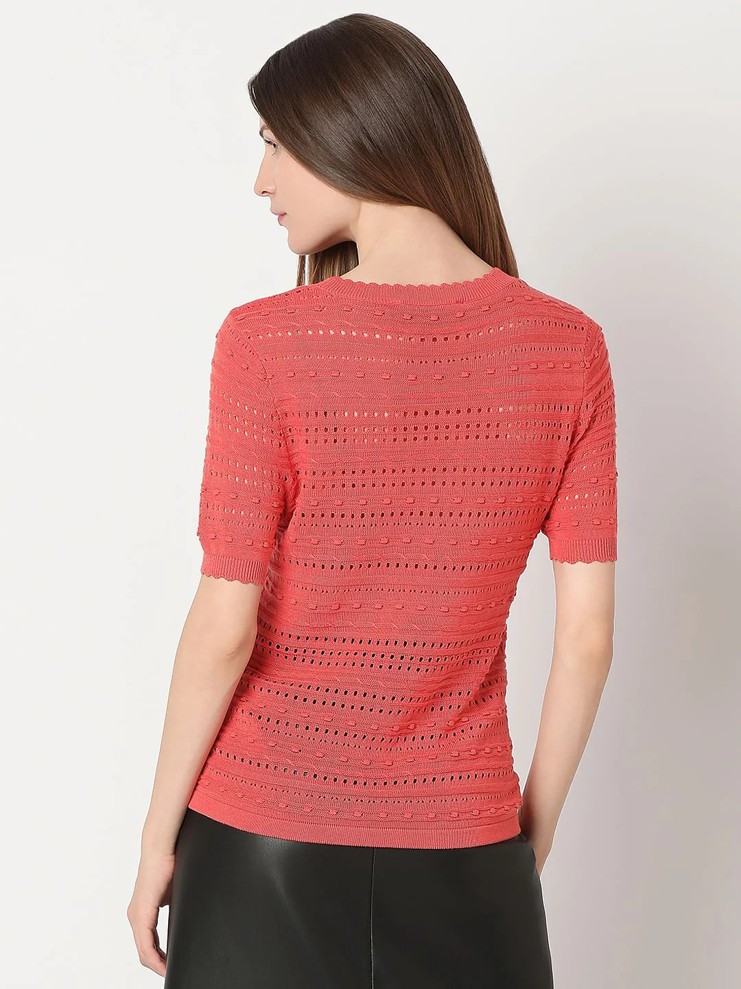 Burnt Orange Textured Knit Top - Image 4
