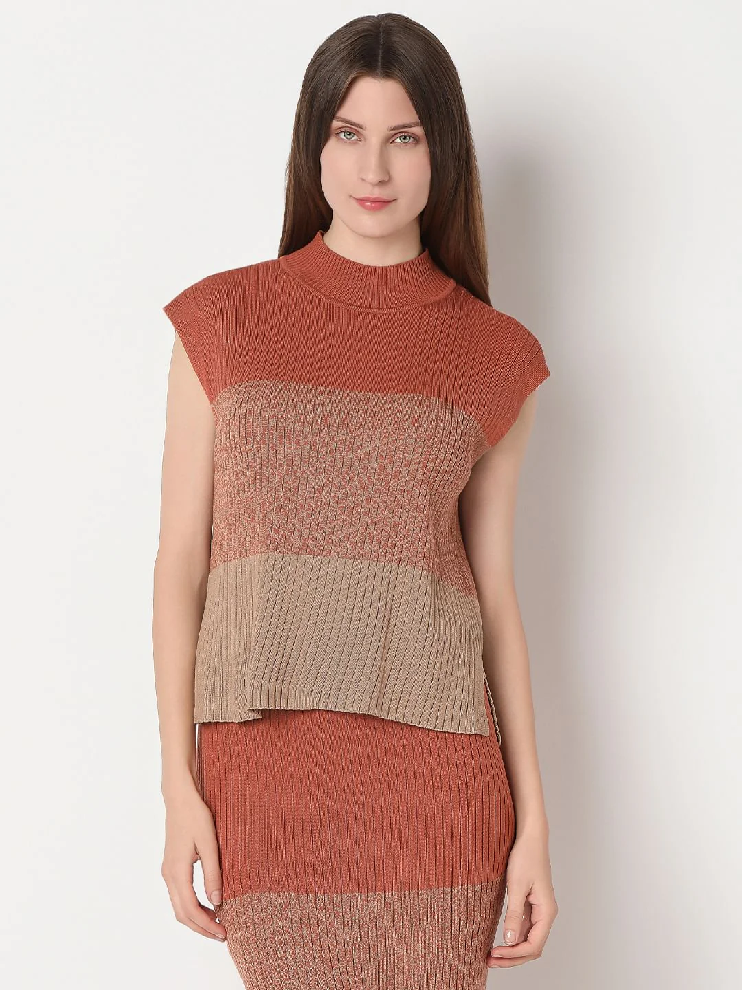 Brown Two-Toned Co-Ord Set Top - Image 2
