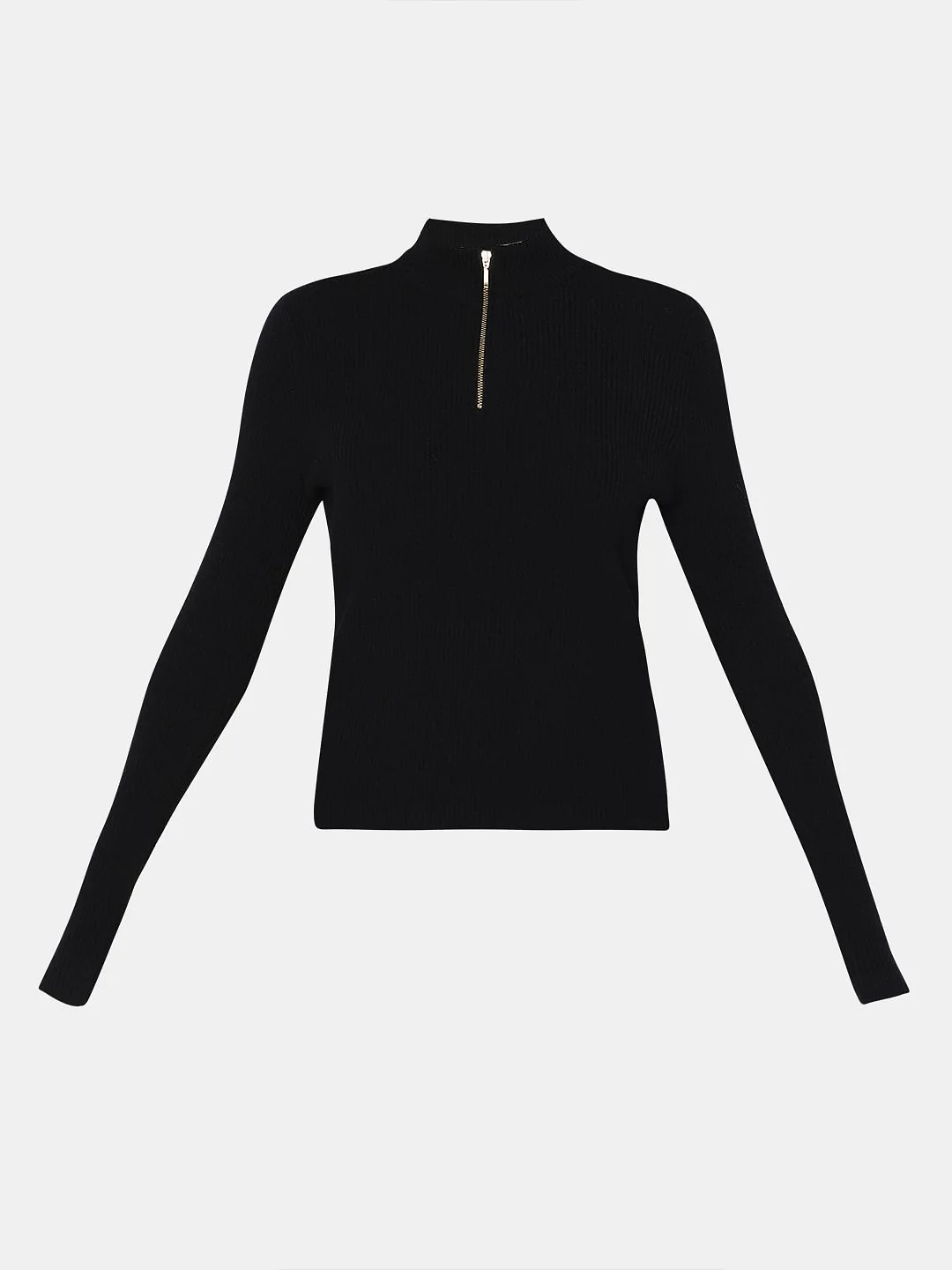 Black Ribbed High Neck Knit Top - Image 7