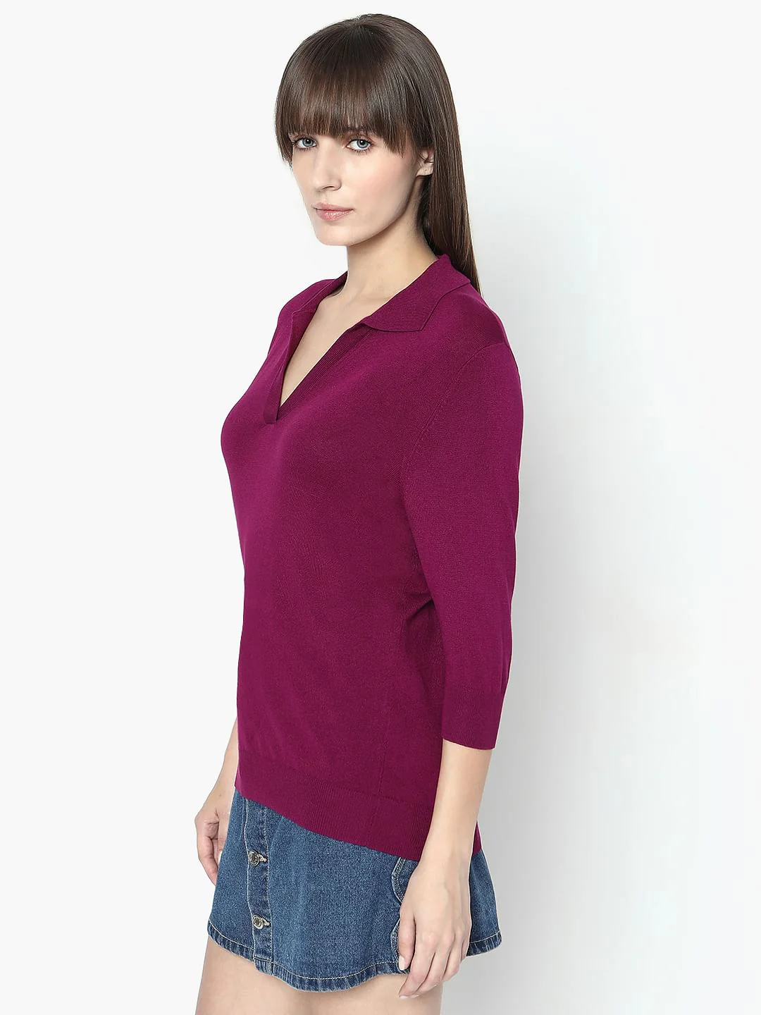 Magenta-Purple Knit Top - Image 3