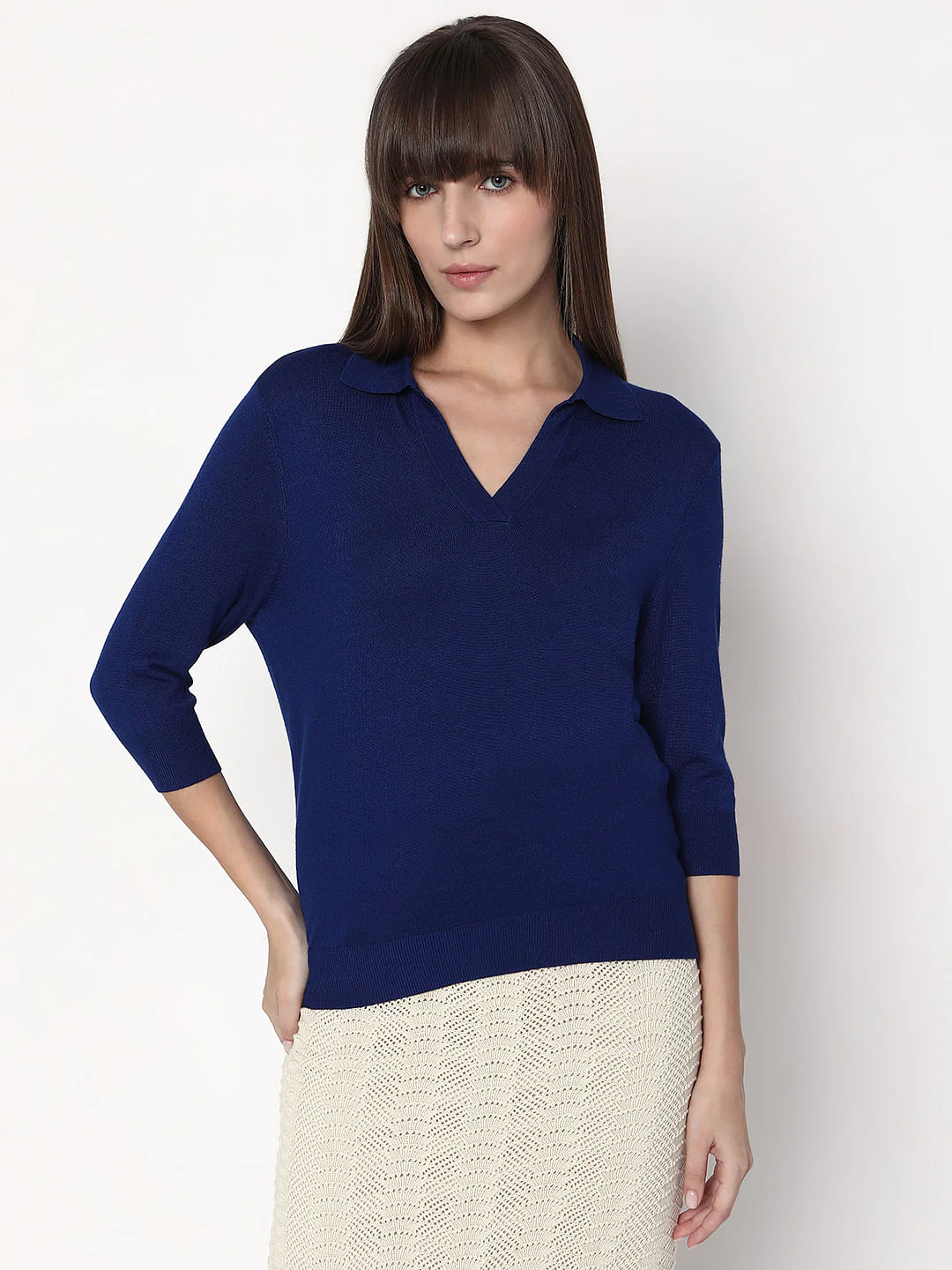Dark Blue Flat Knit Polo - Image 2