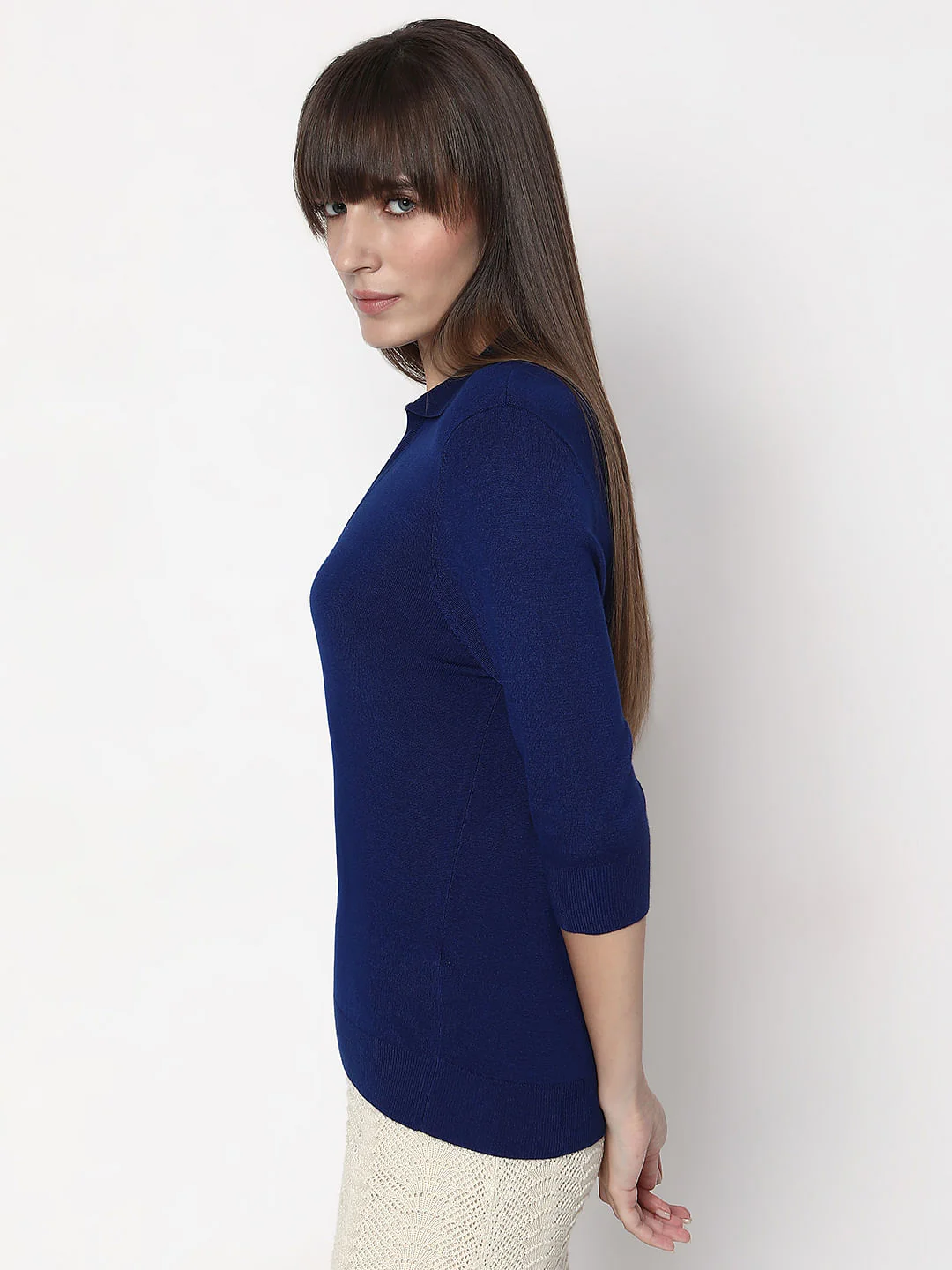 Dark Blue Flat Knit Polo - Image 3