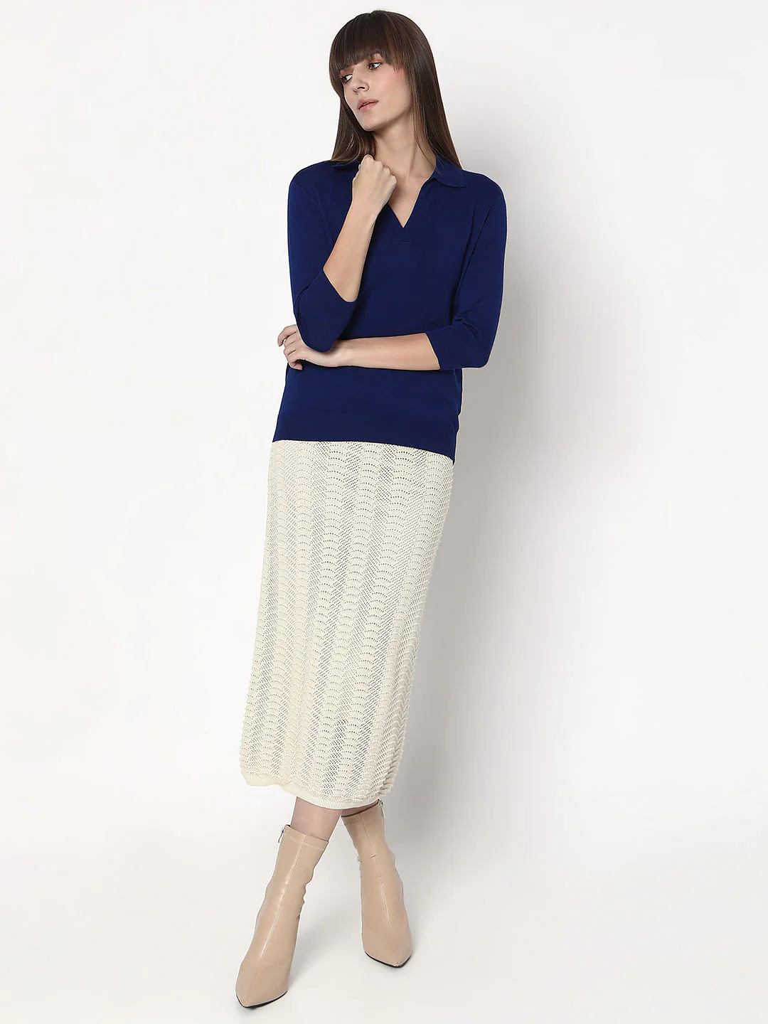 Dark Blue Flat Knit Polo - Image 5