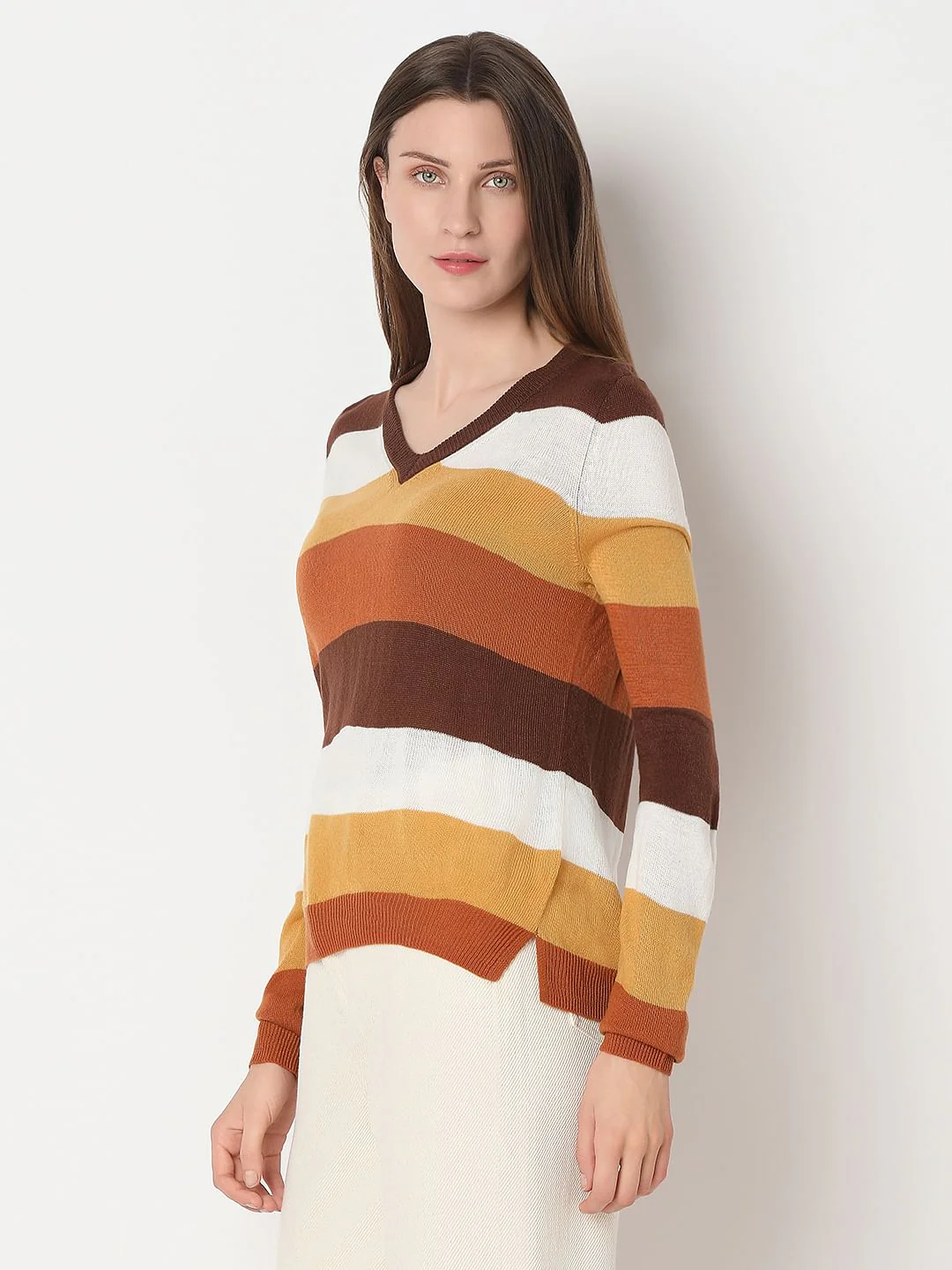 Brown Colourblocked Knit Top - Image 3