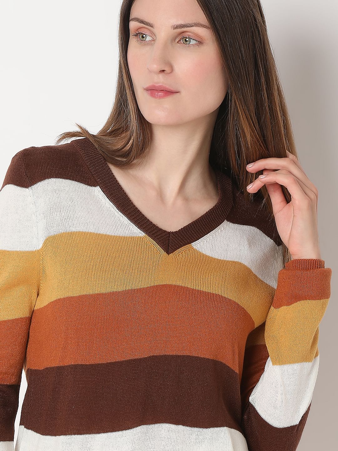 Brown Colourblocked Knit Top - Image 6