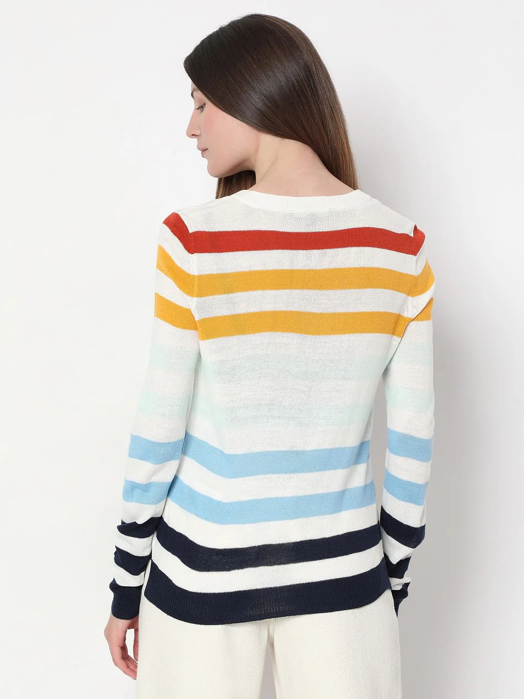 White Colourblocked Knit Top - Image 4
