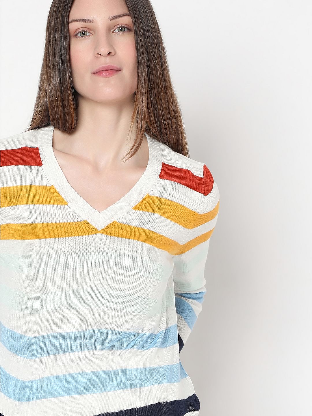 White Colourblocked Knit Top - Image 6
