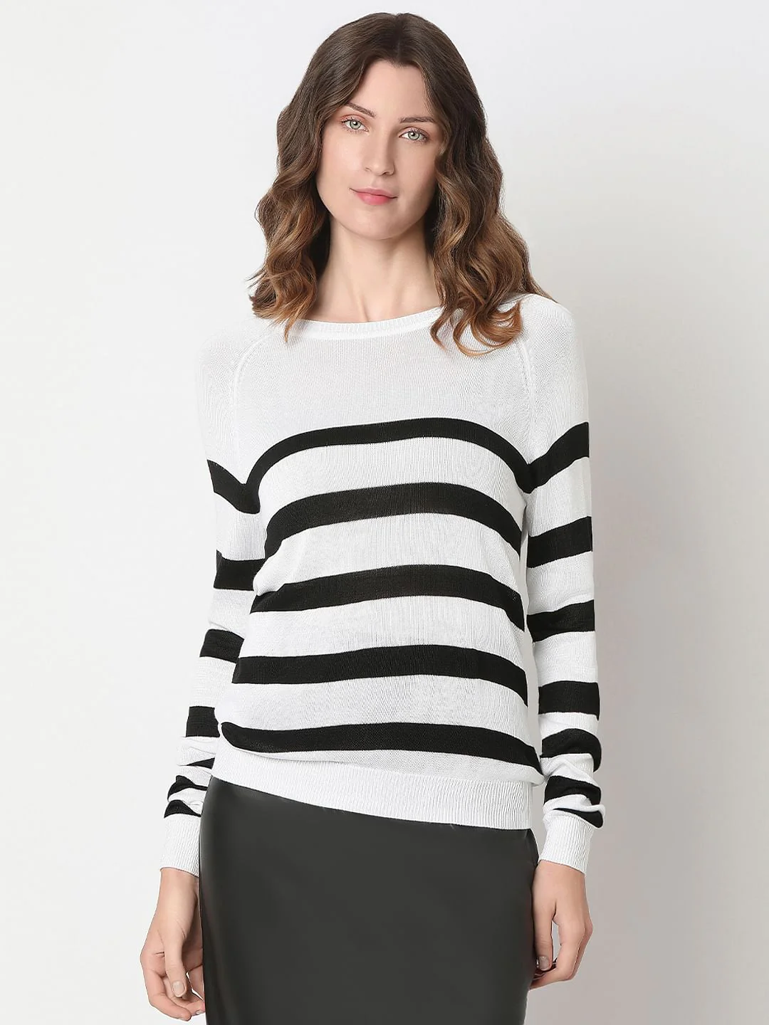 White Striped Knit Top - Image 2