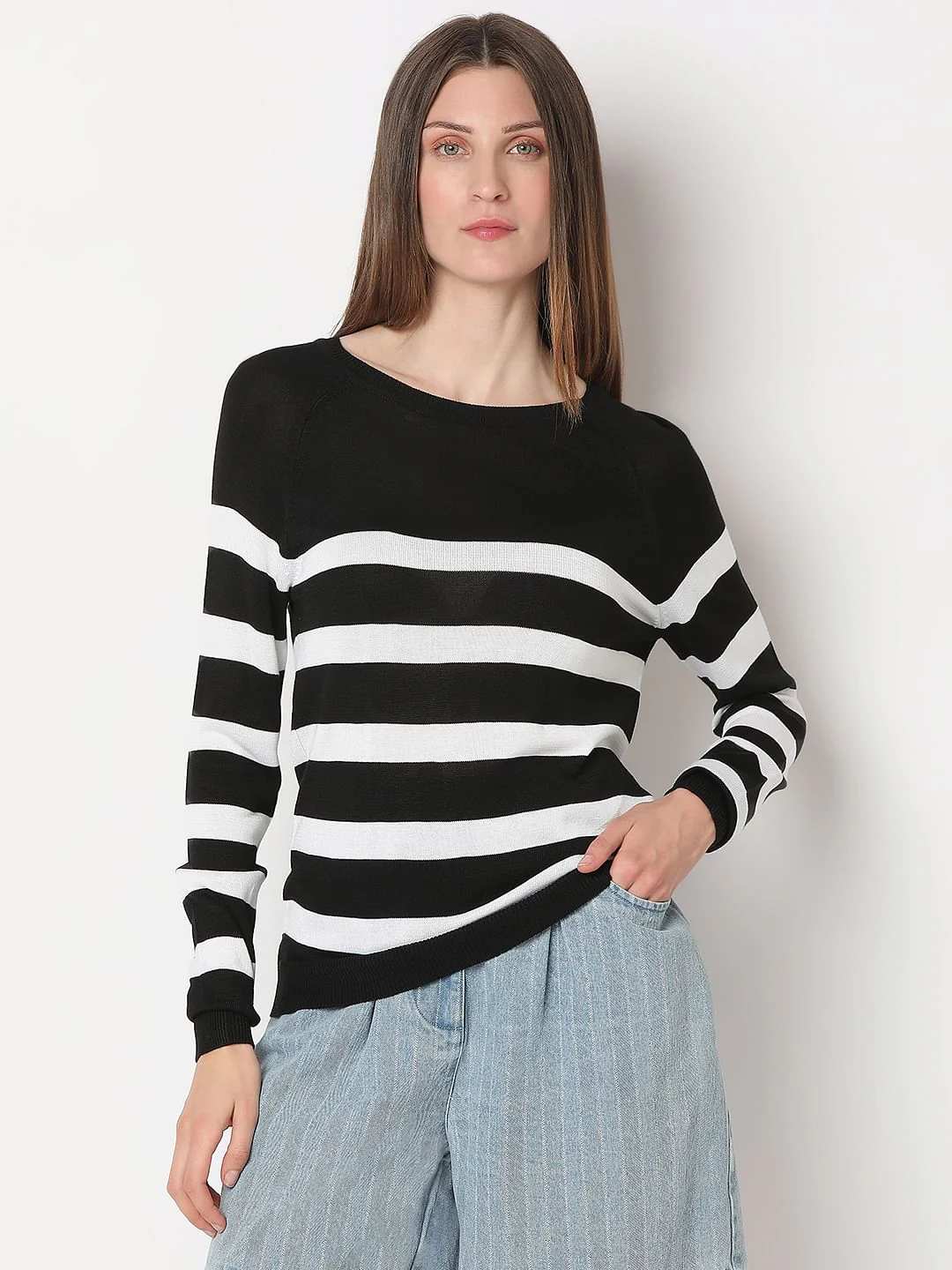 Black Striped Knit Top - Image 2