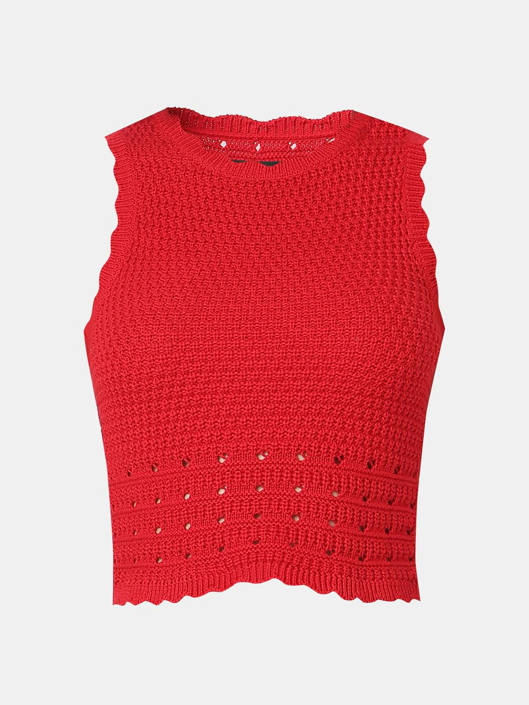 Red Flat Knit Crop Top - Image 7