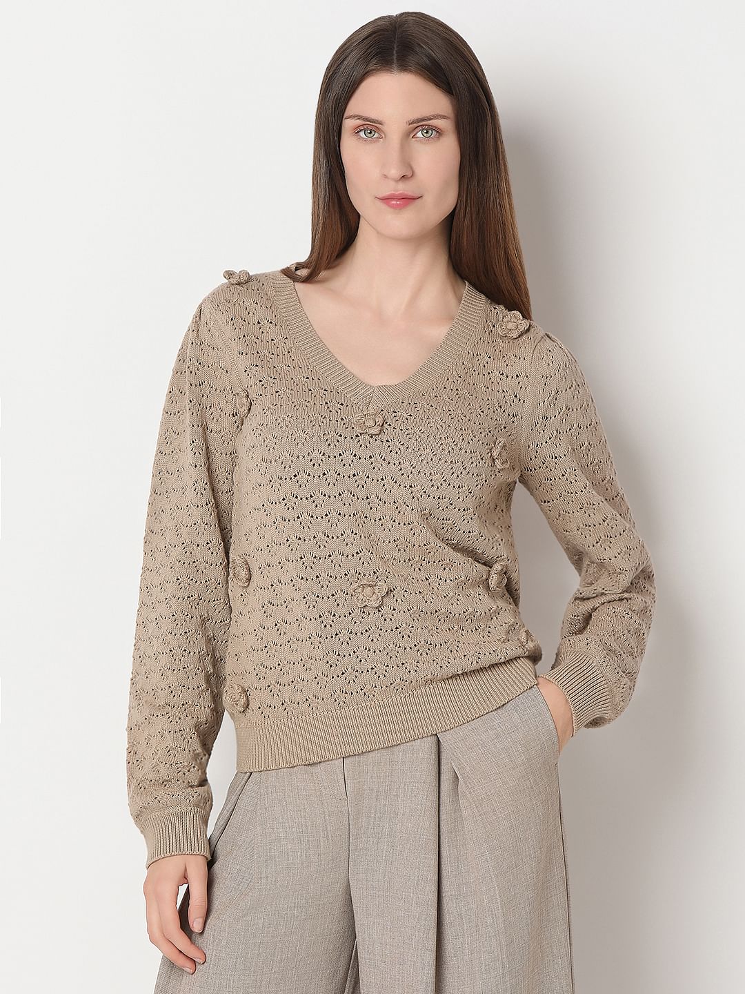 Beige Flat Knit Top - Image 2