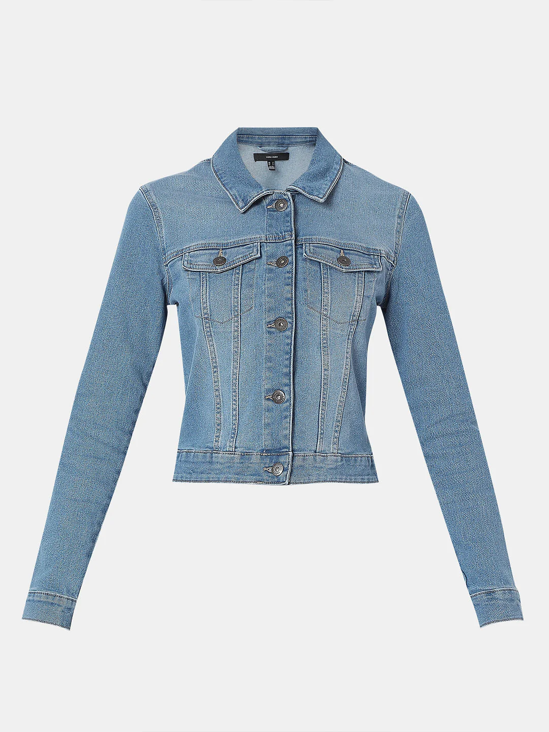 Blue Cropped Denim Jacket - Image 7