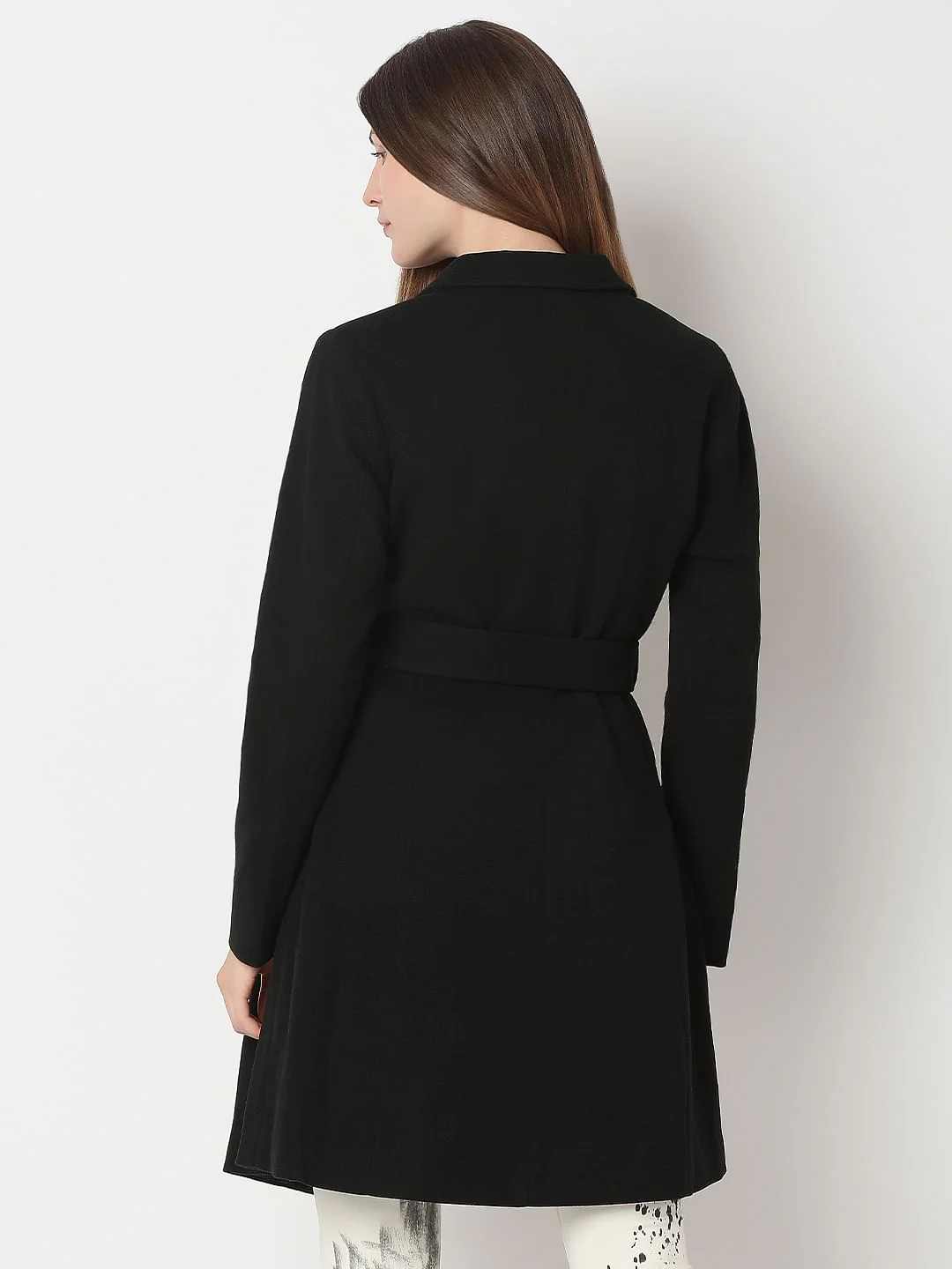 Black Felt Long Coat - Image 4