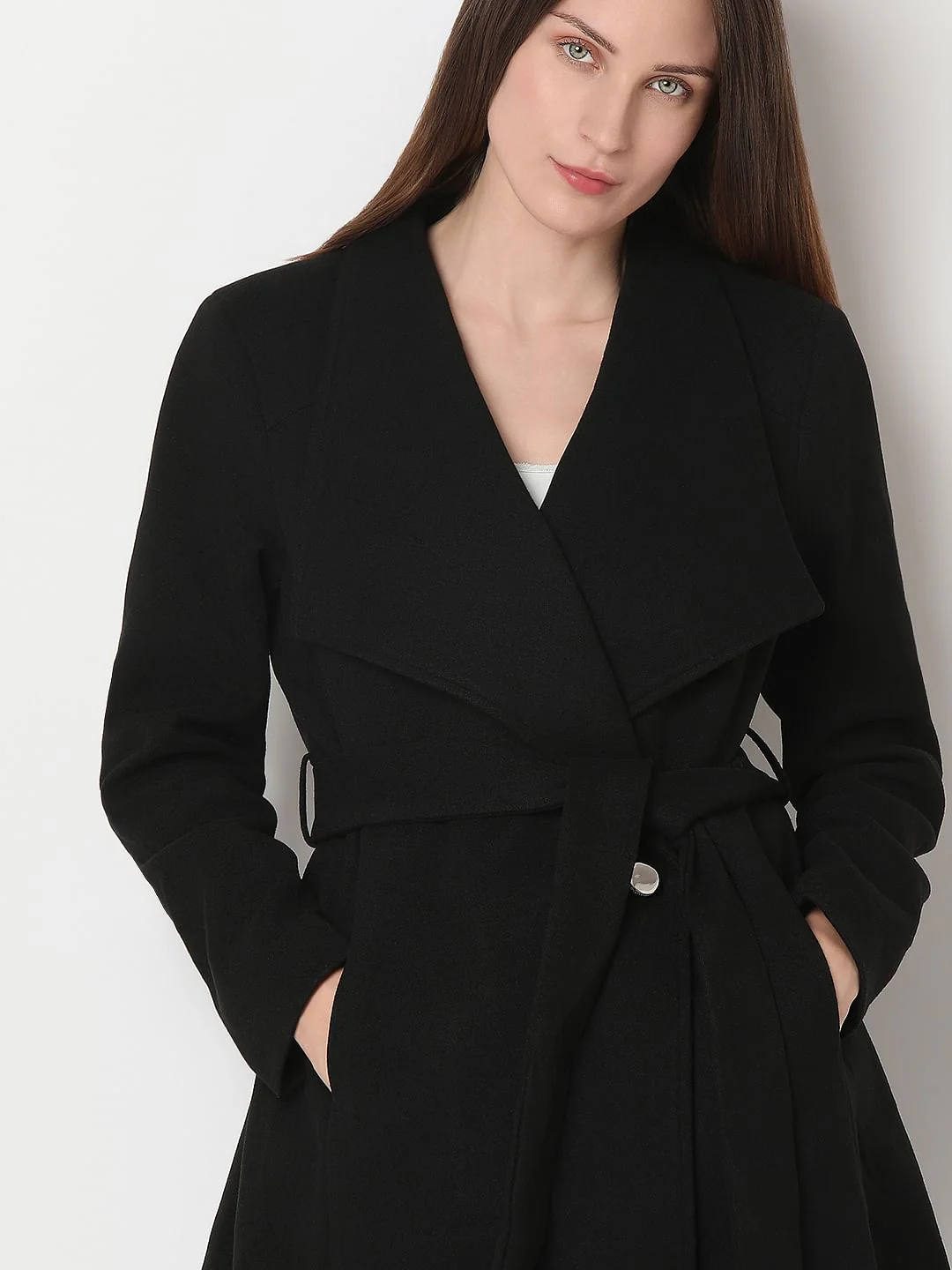 Black Felt Long Coat - Image 6