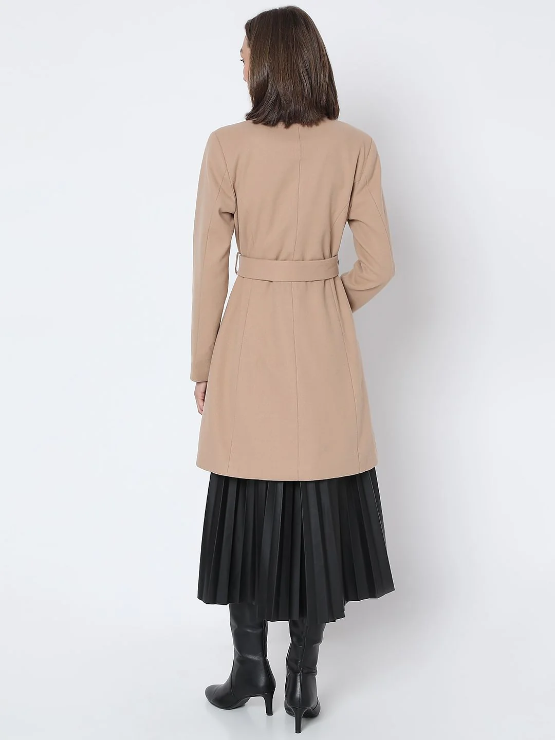 Beige Felt Long Coat - Image 4