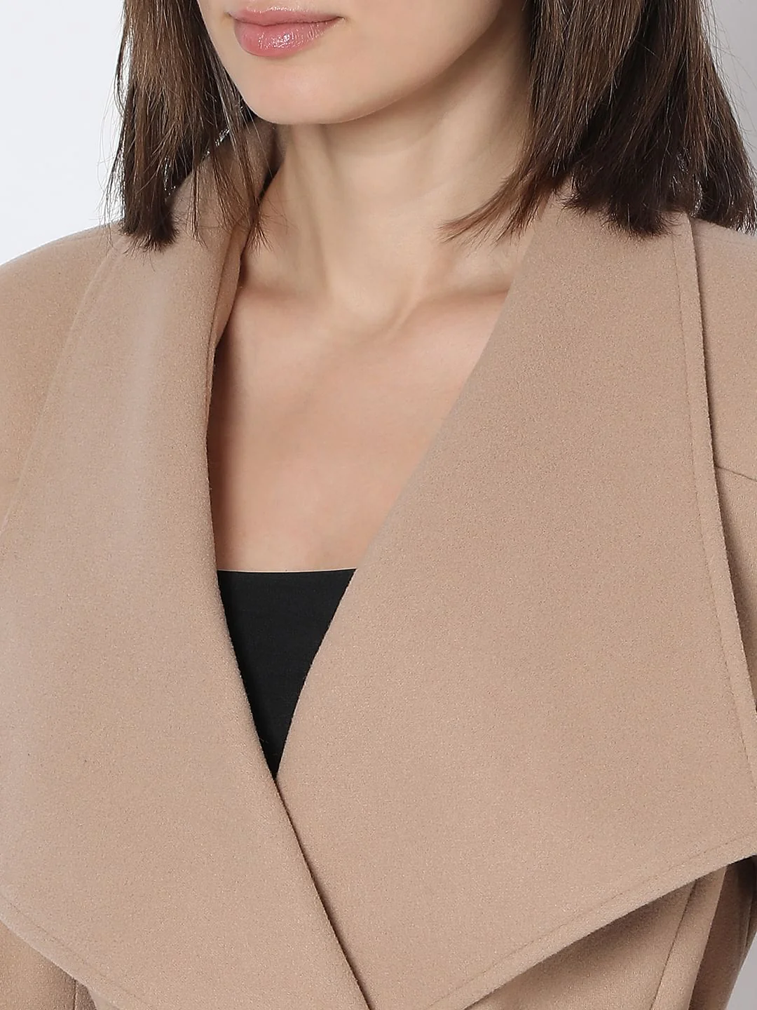 Beige Felt Long Coat - Image 6